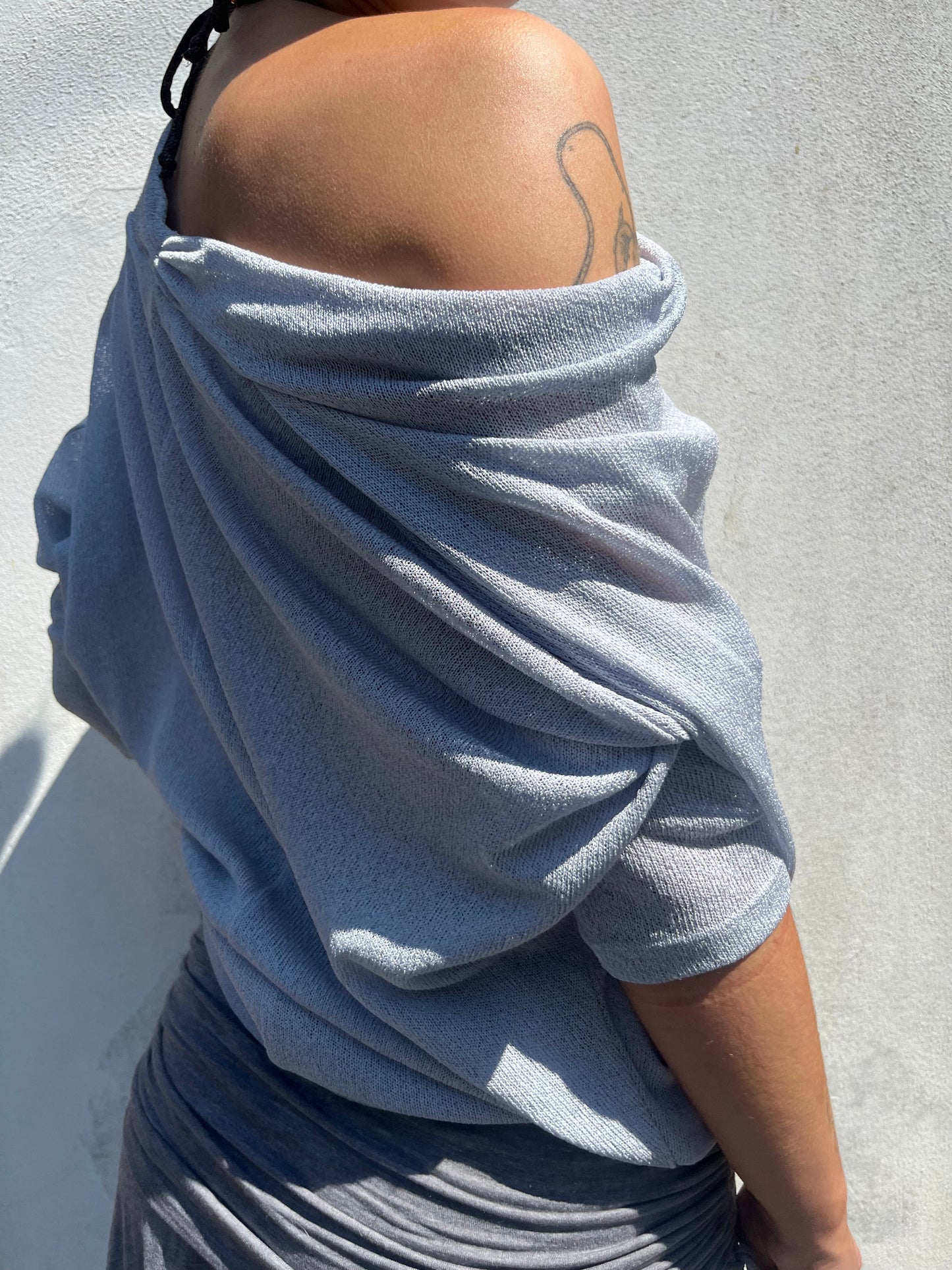 icy blue slouchy top