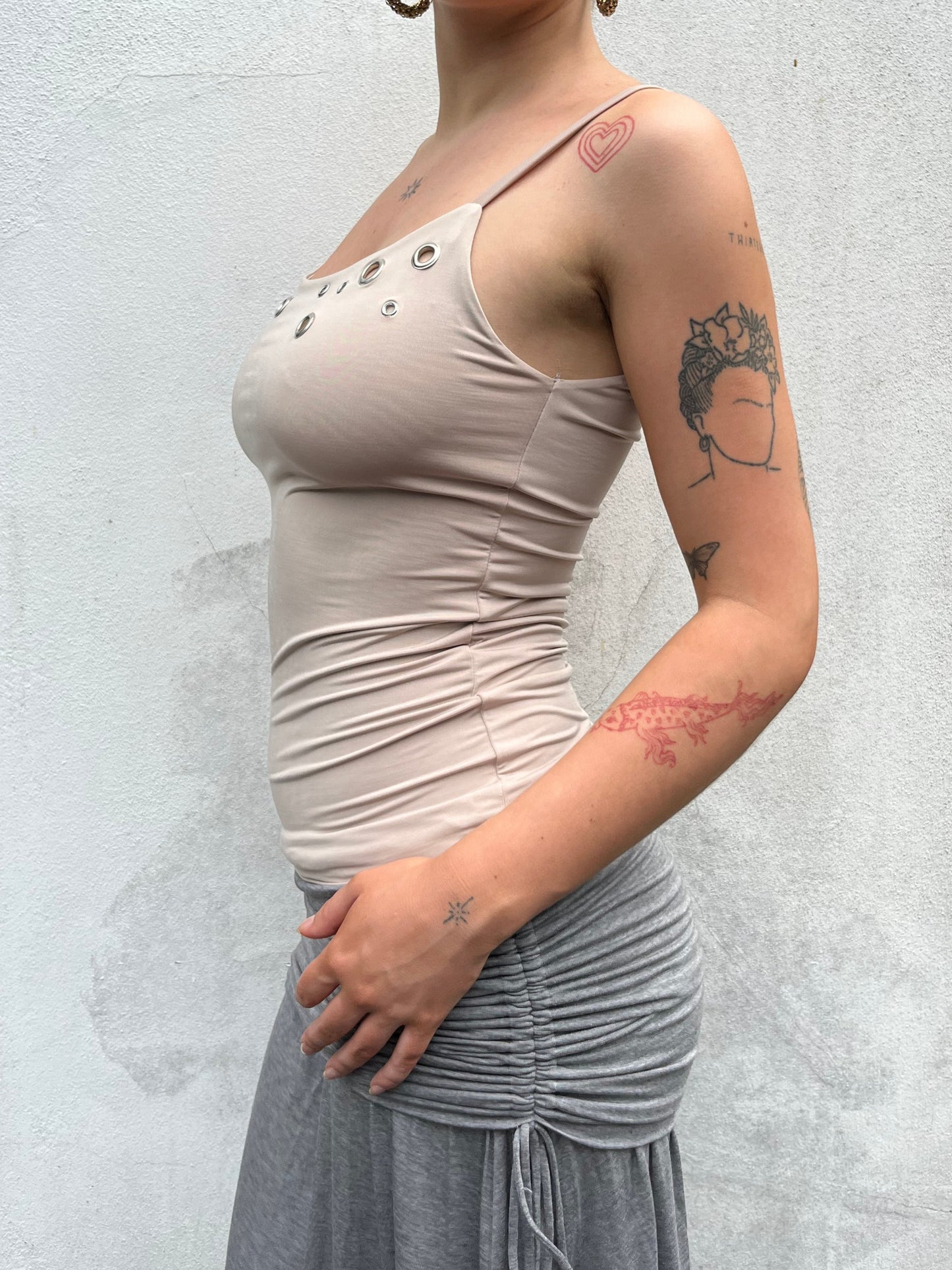 eyelet cami in sand