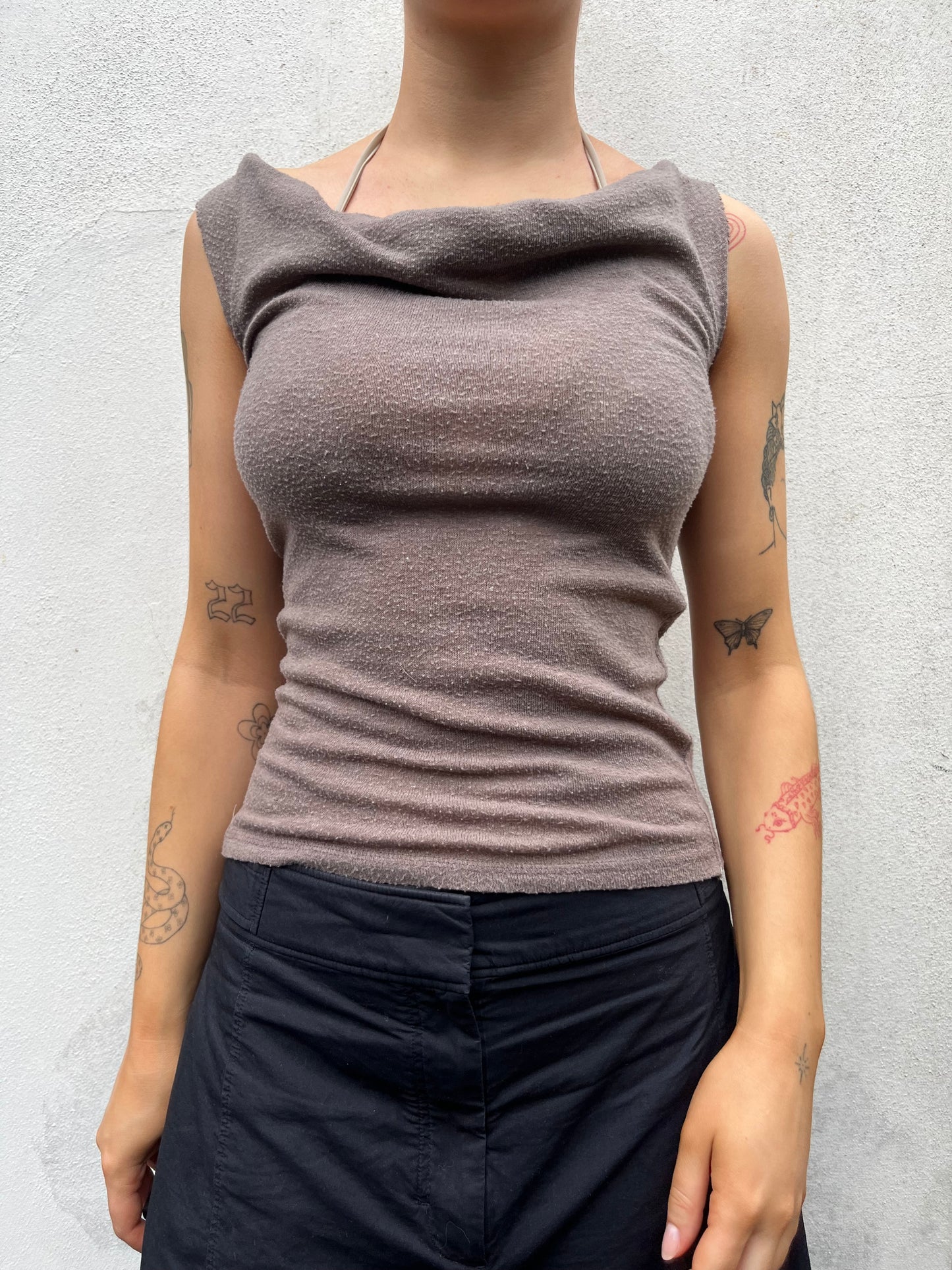 brown knit top
