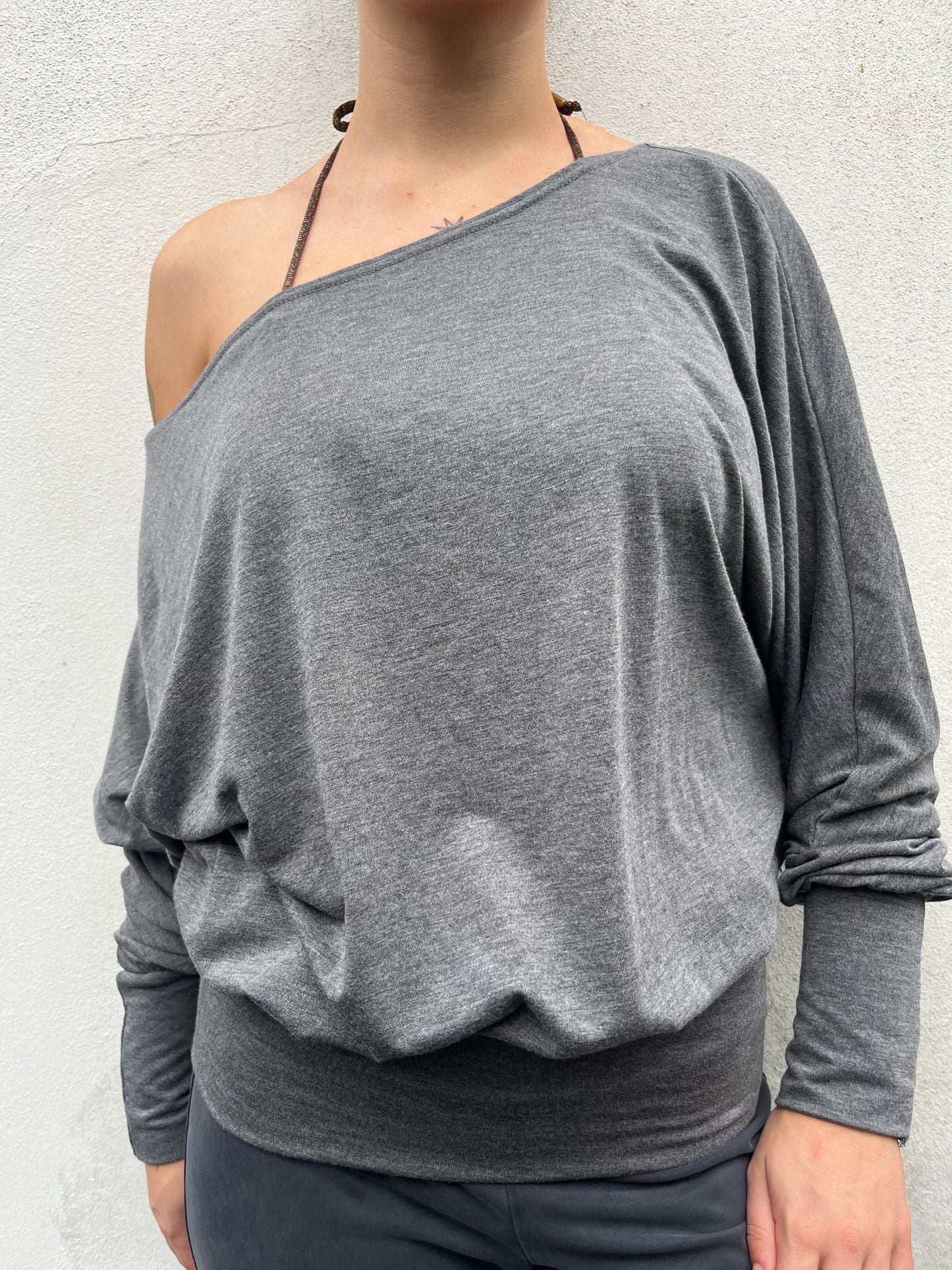 grey batwing top
