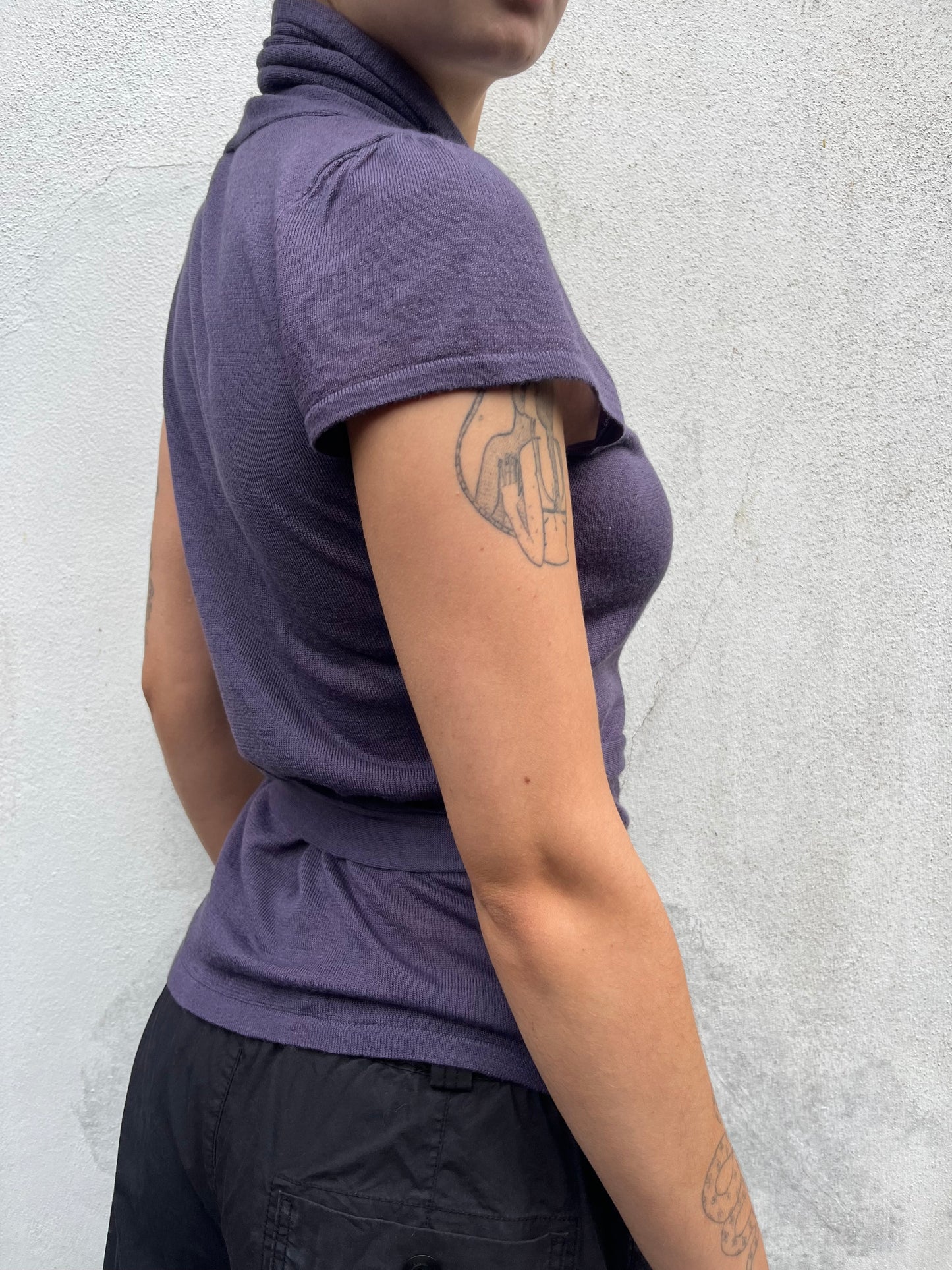 purple wrap knit top