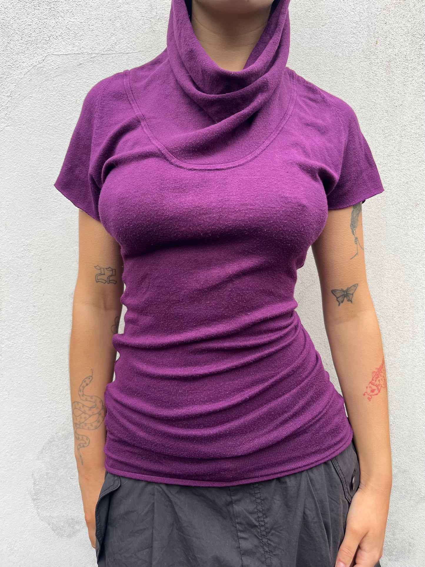 plum slouchy knit top