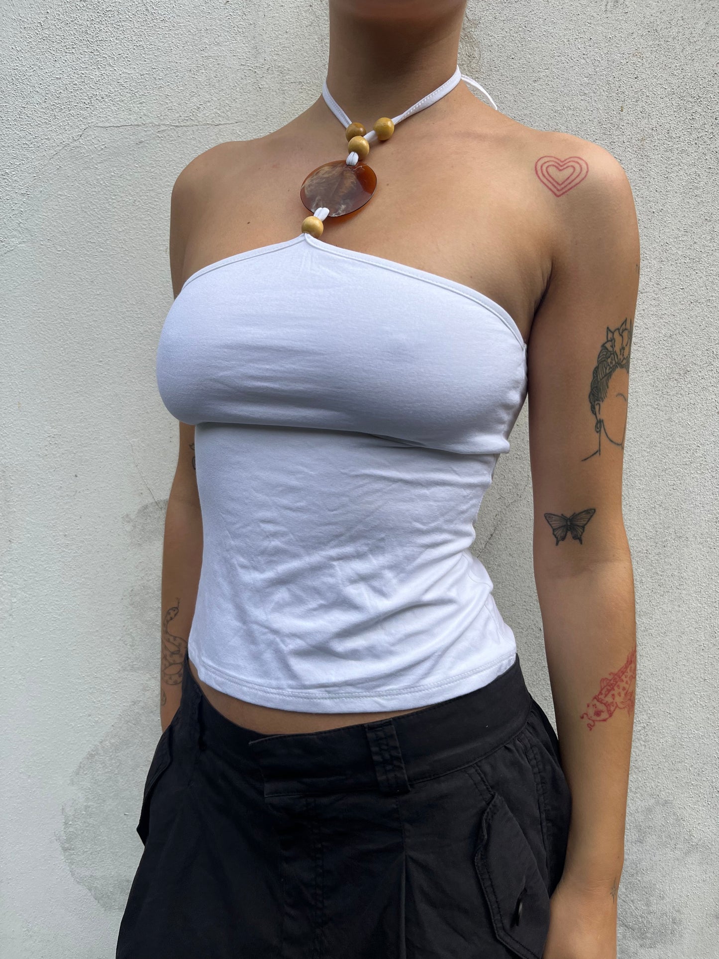 white halter neck top