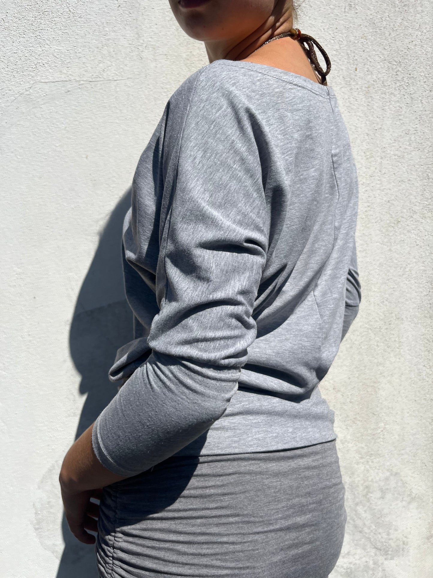 grey batwing top