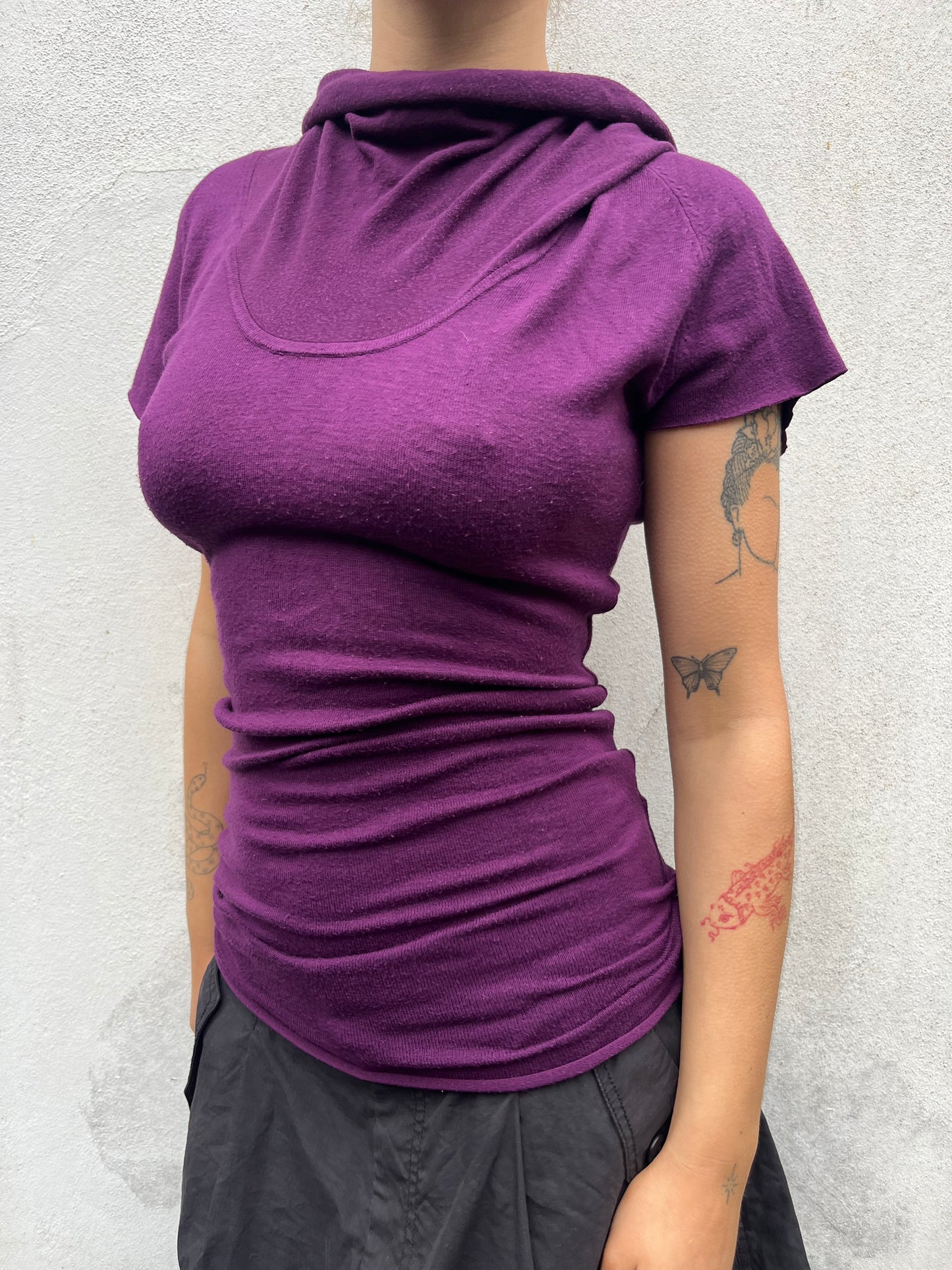 plum slouchy knit top