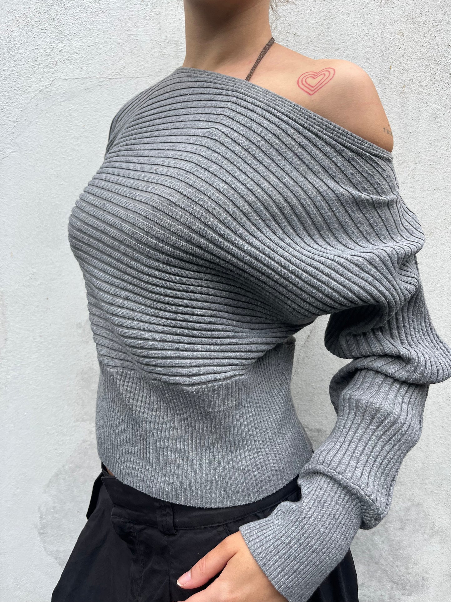 grey batwing knit