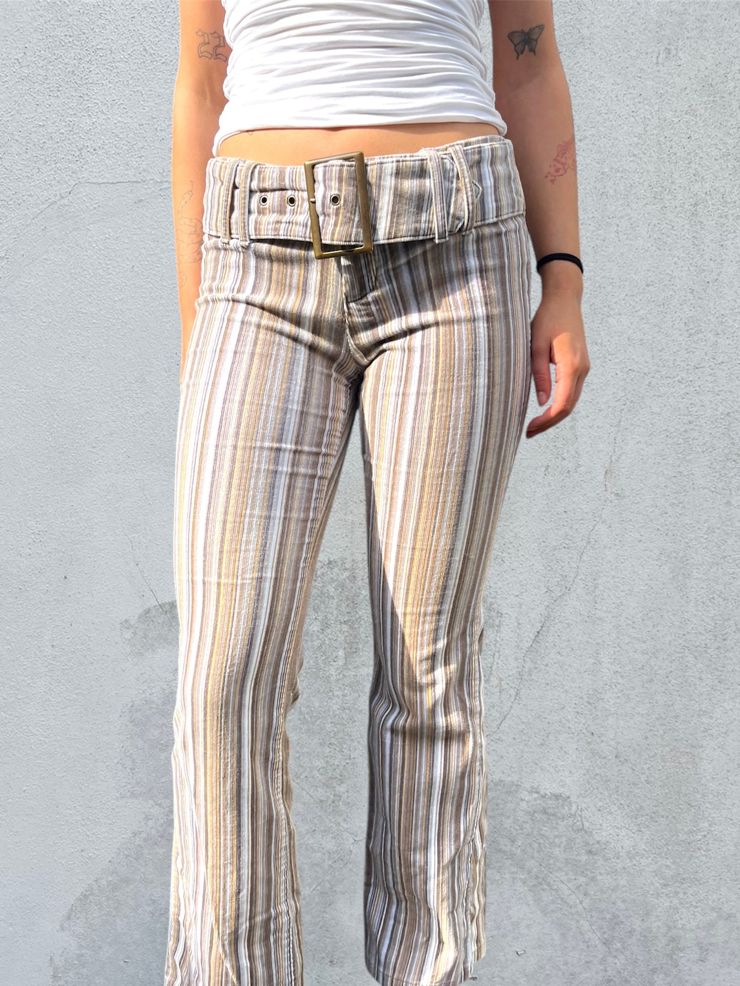 flared belt trousers