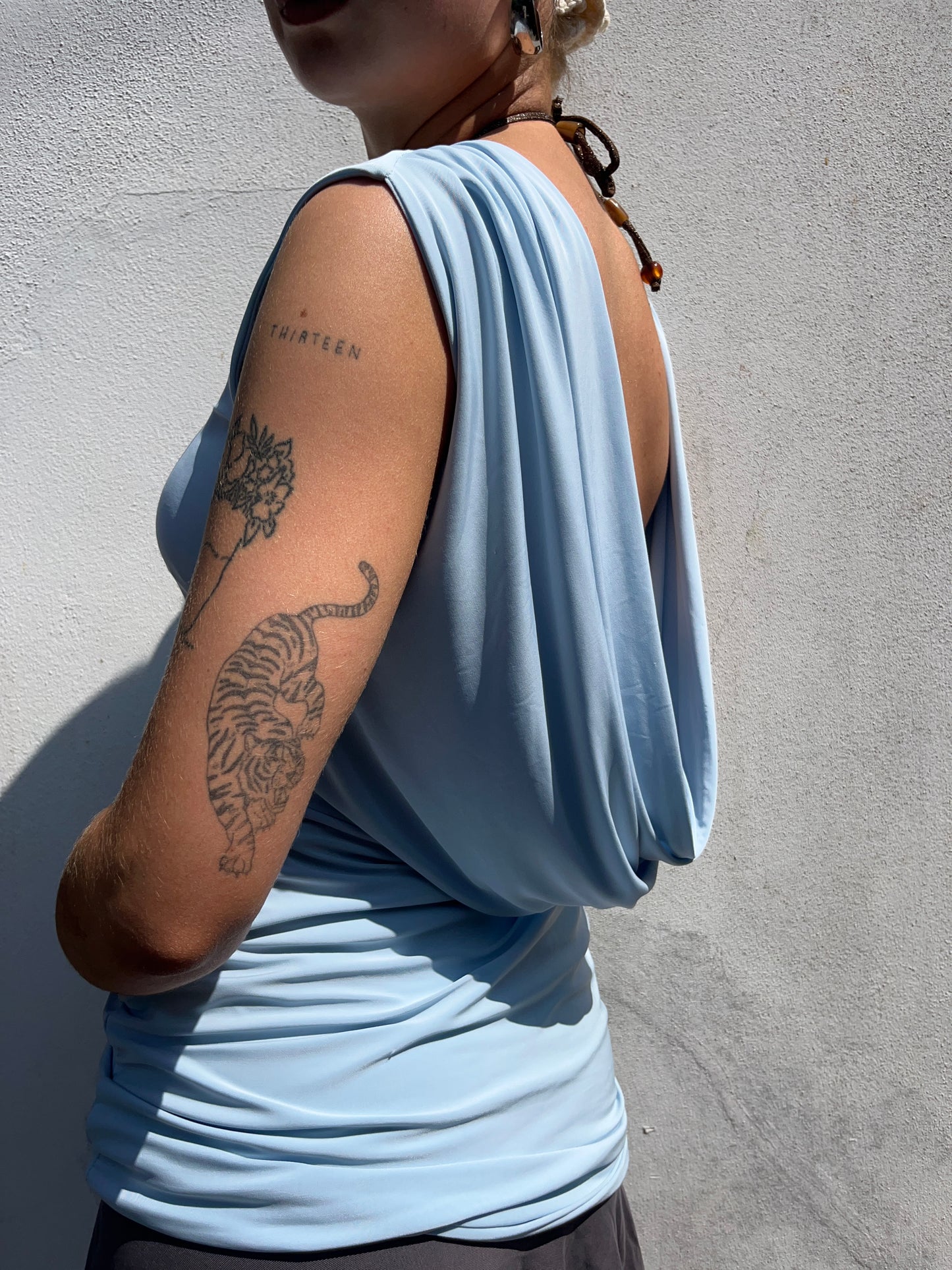 icy blue cowl neck