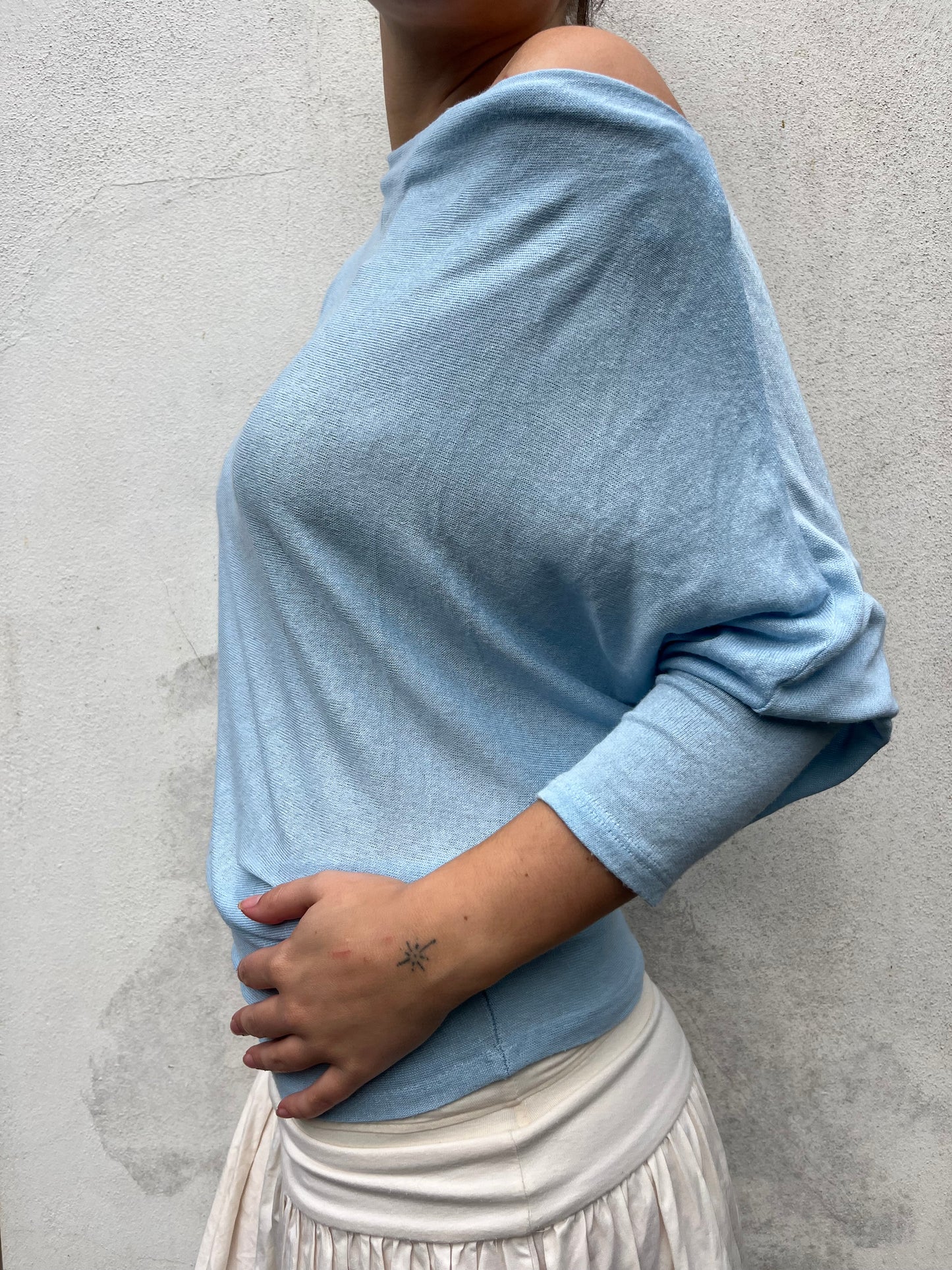 blue batwing knit