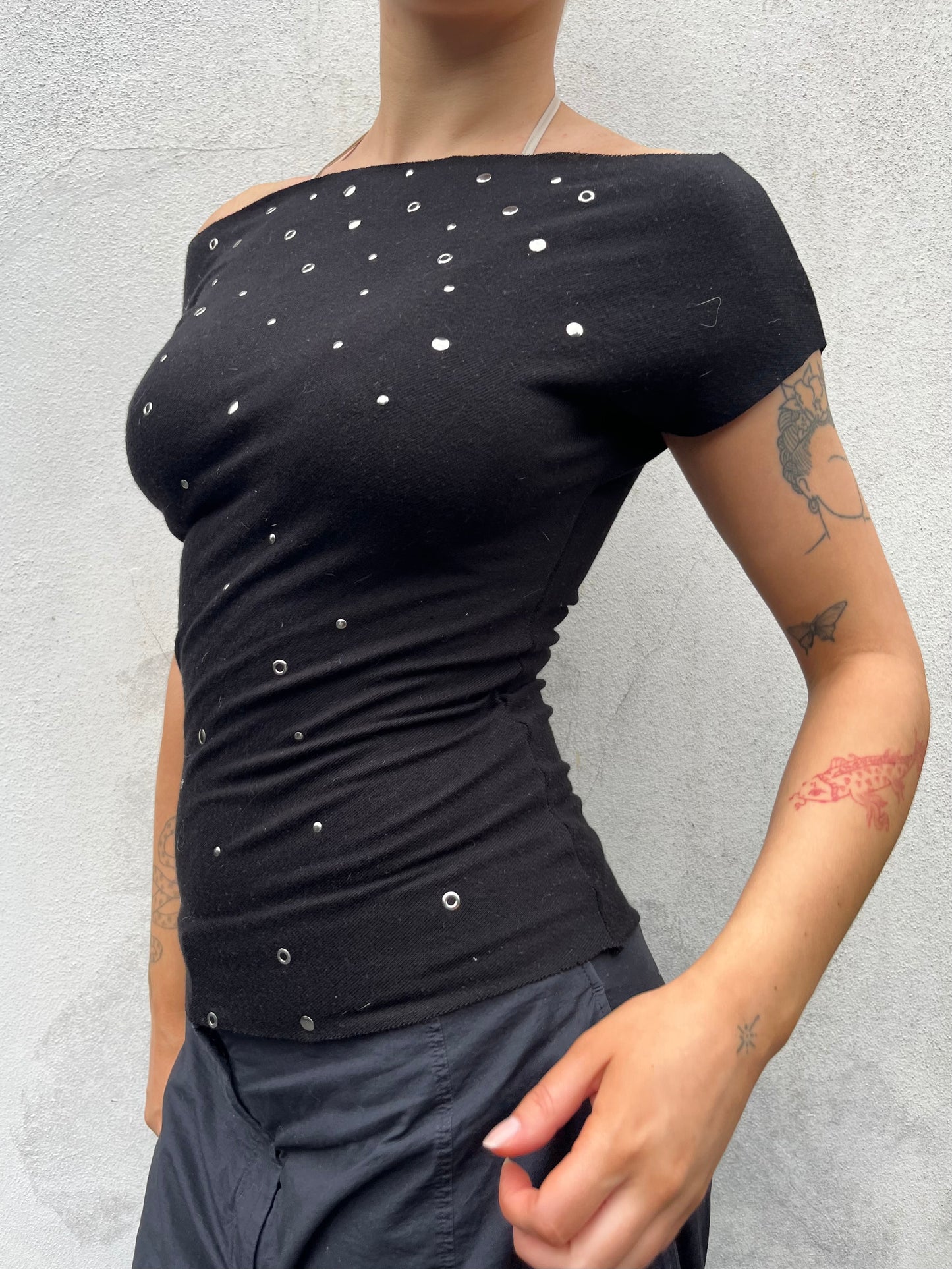 black eyelet top