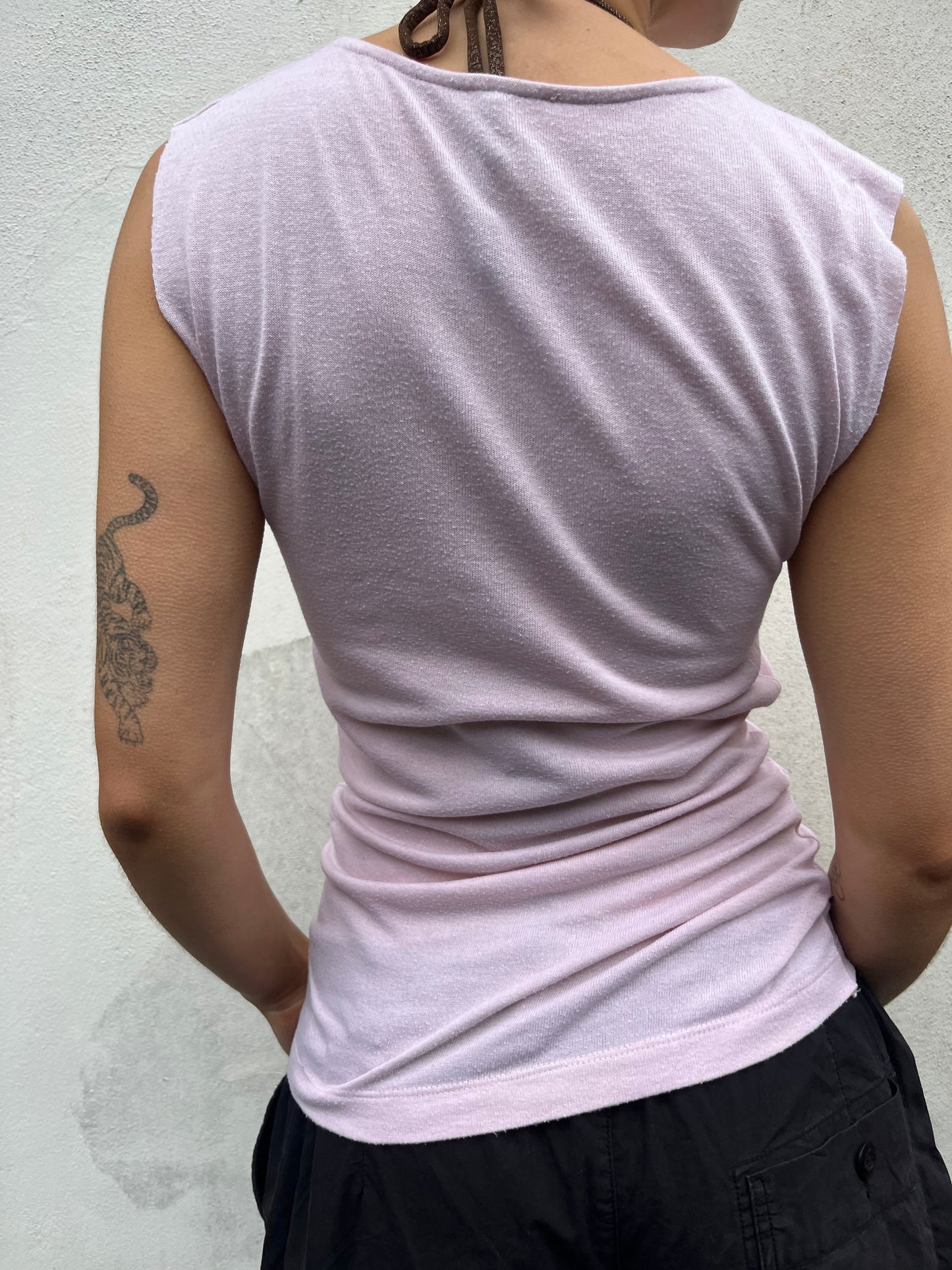 pale pink knit top