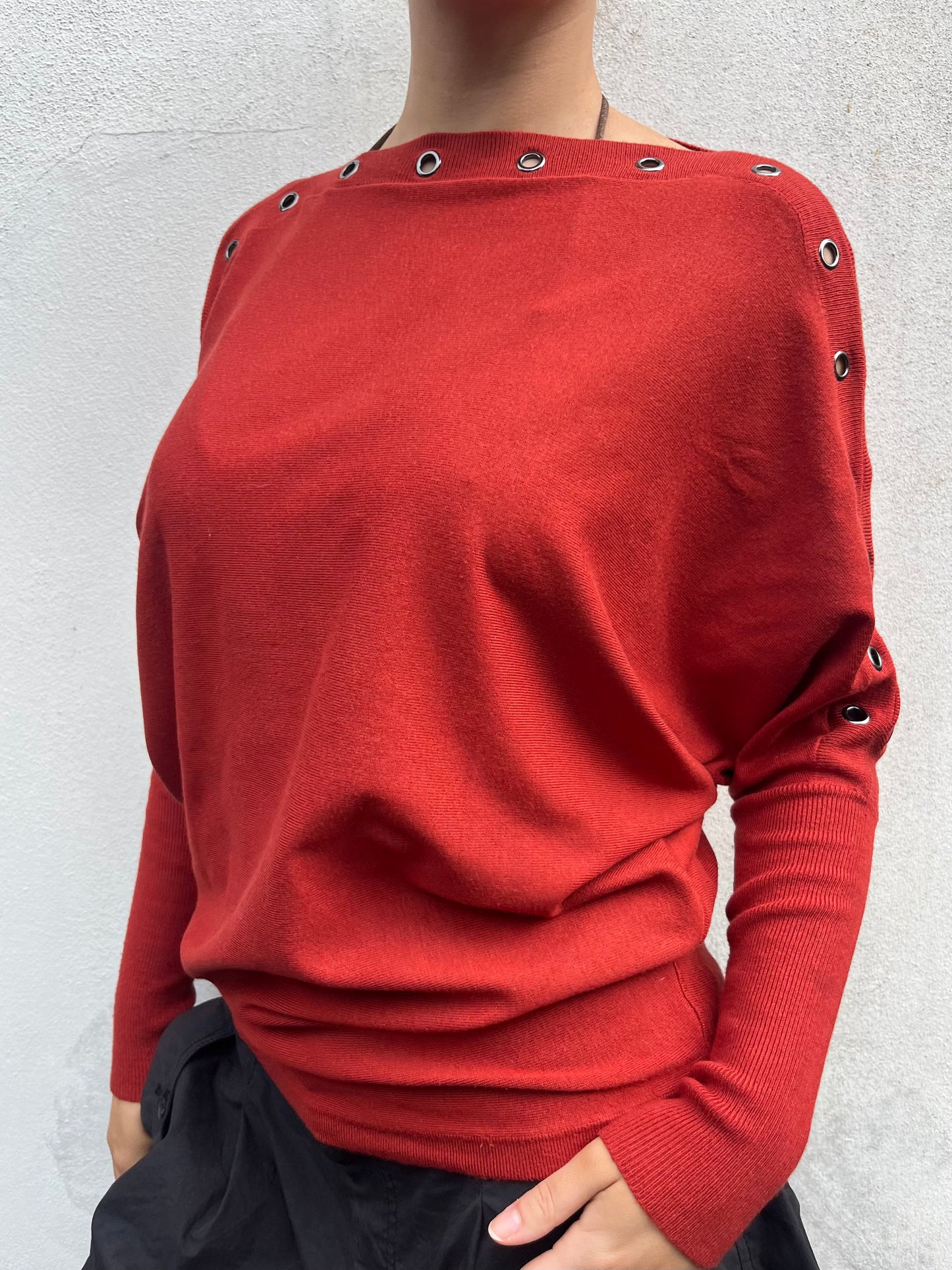 orange / red batwing knit