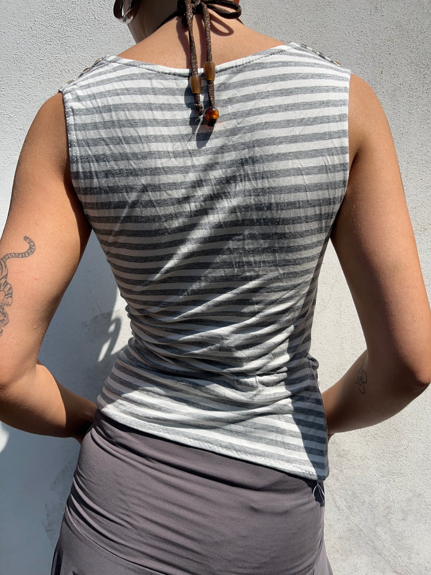 grey stripy top