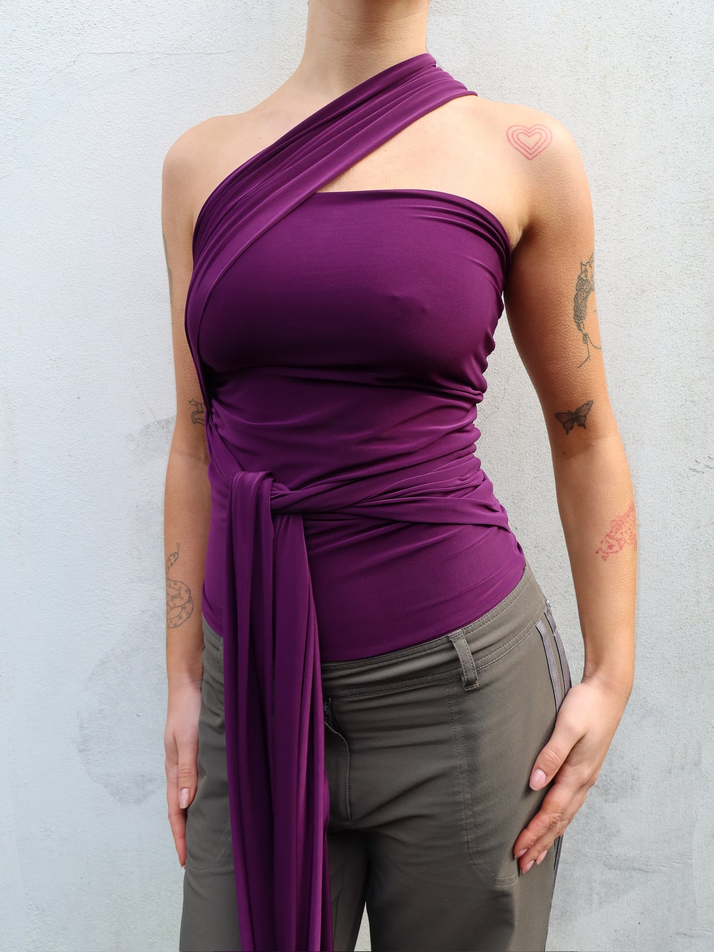wrap top in aubergine