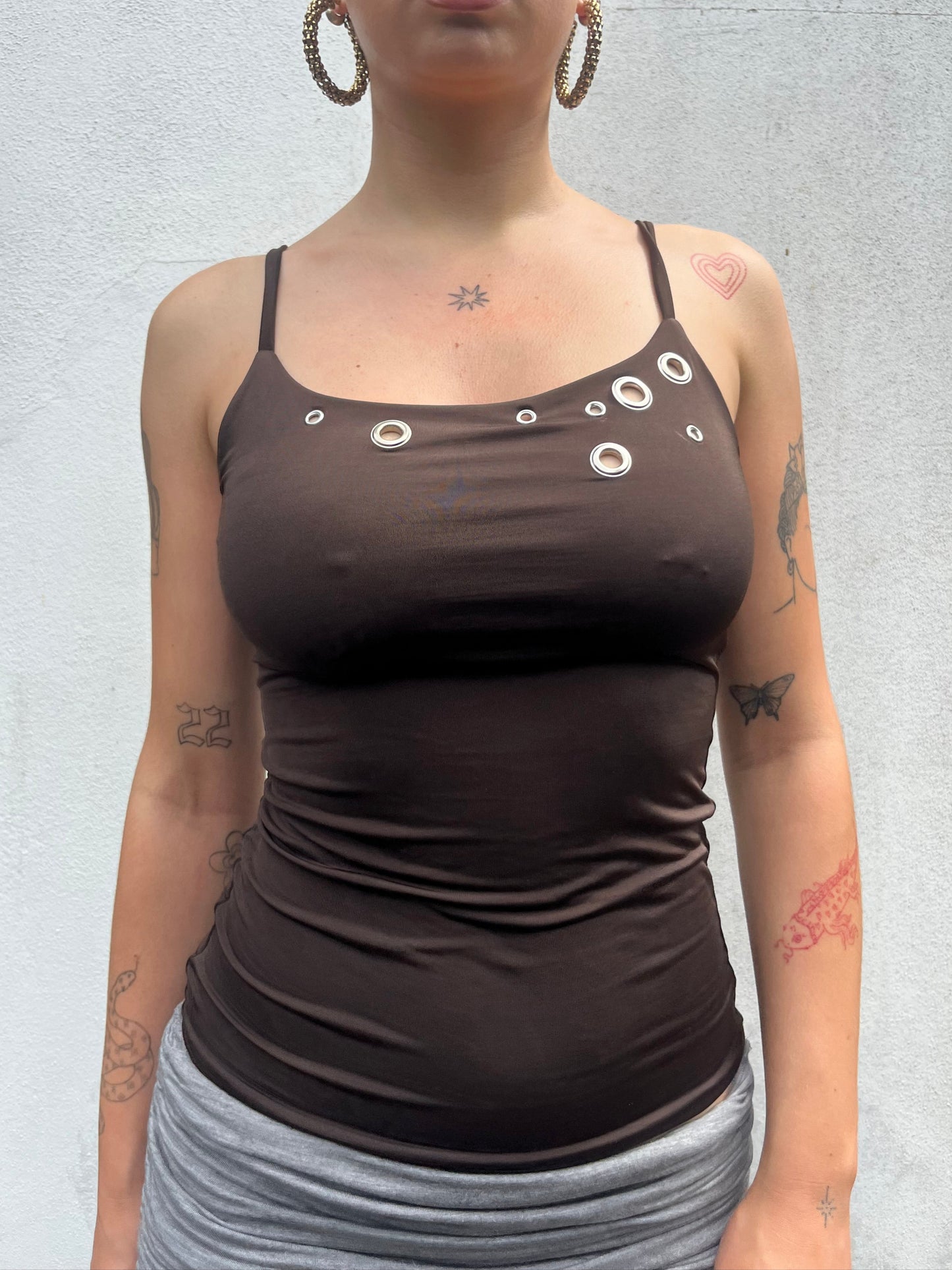 eyelet cami in chocolate