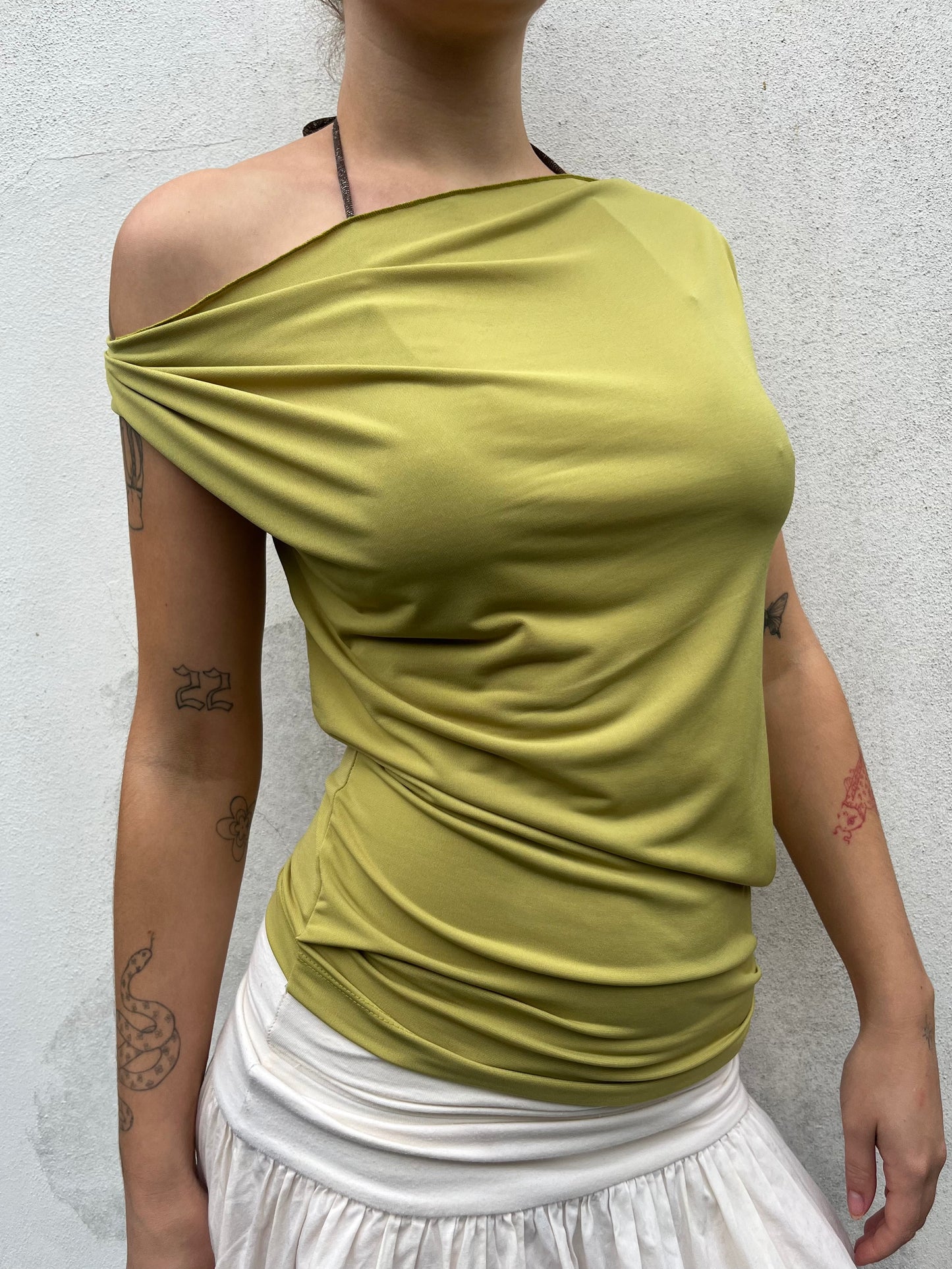 green slouchy top