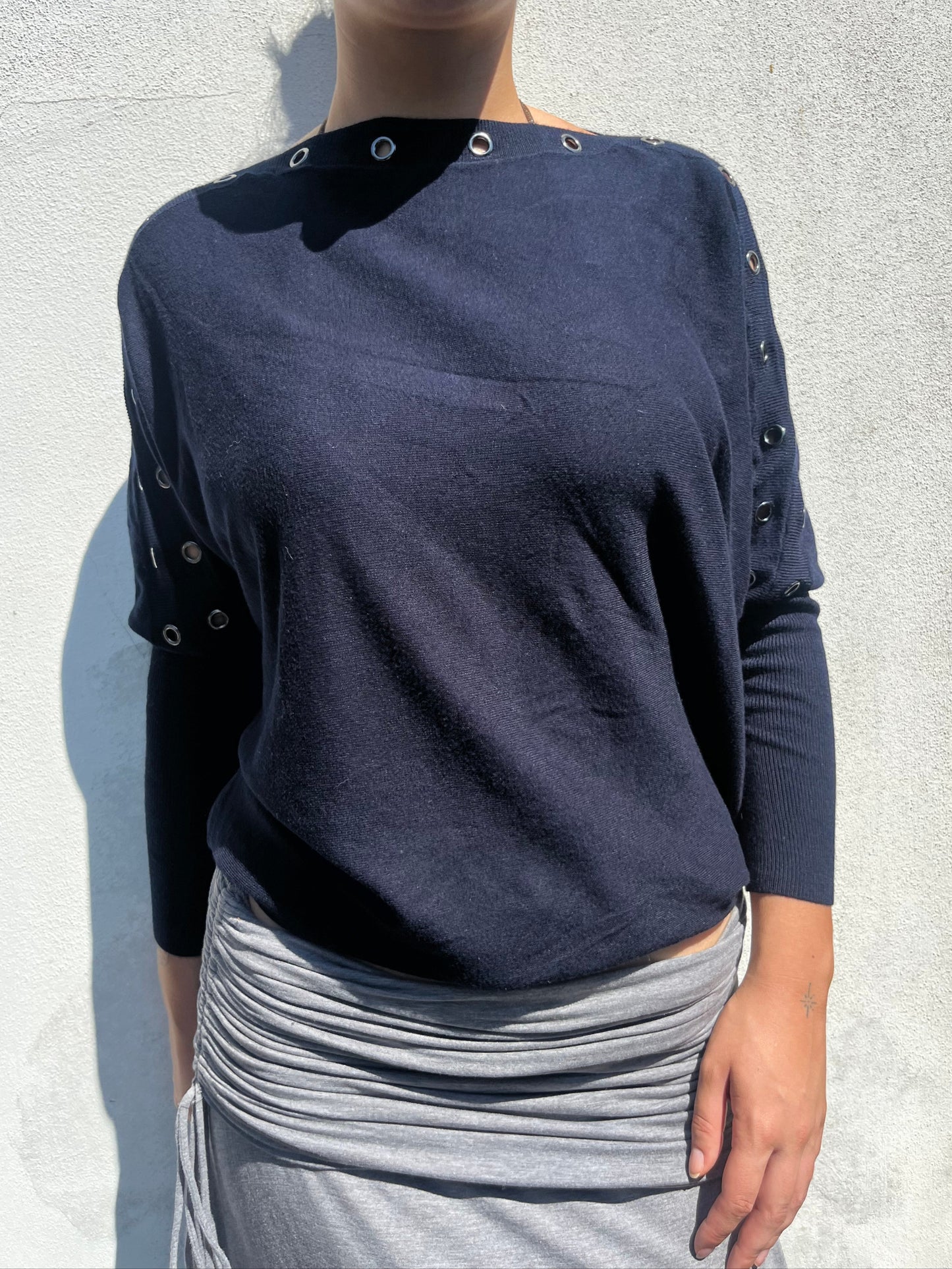 navy batwing knit