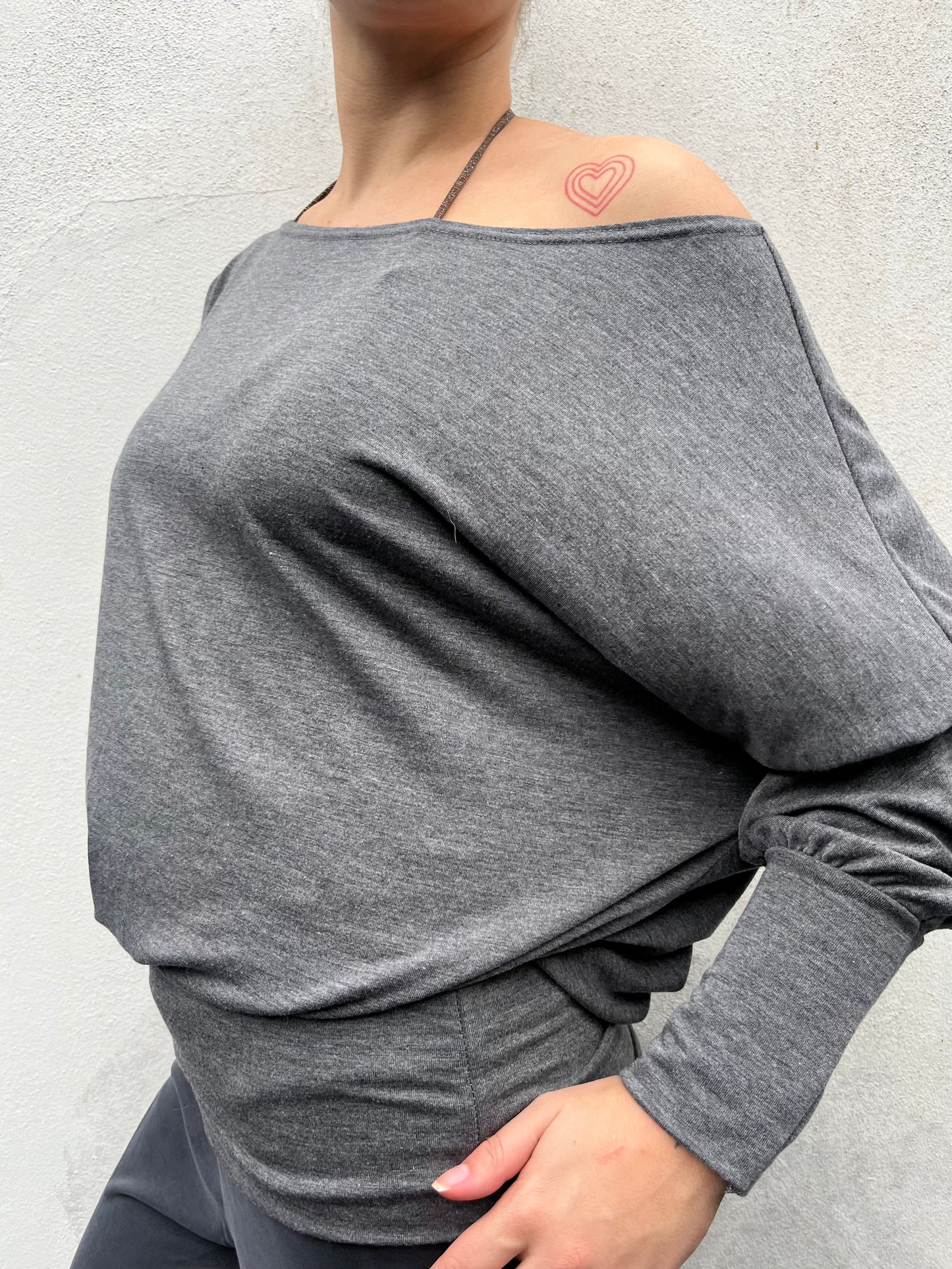 grey batwing top