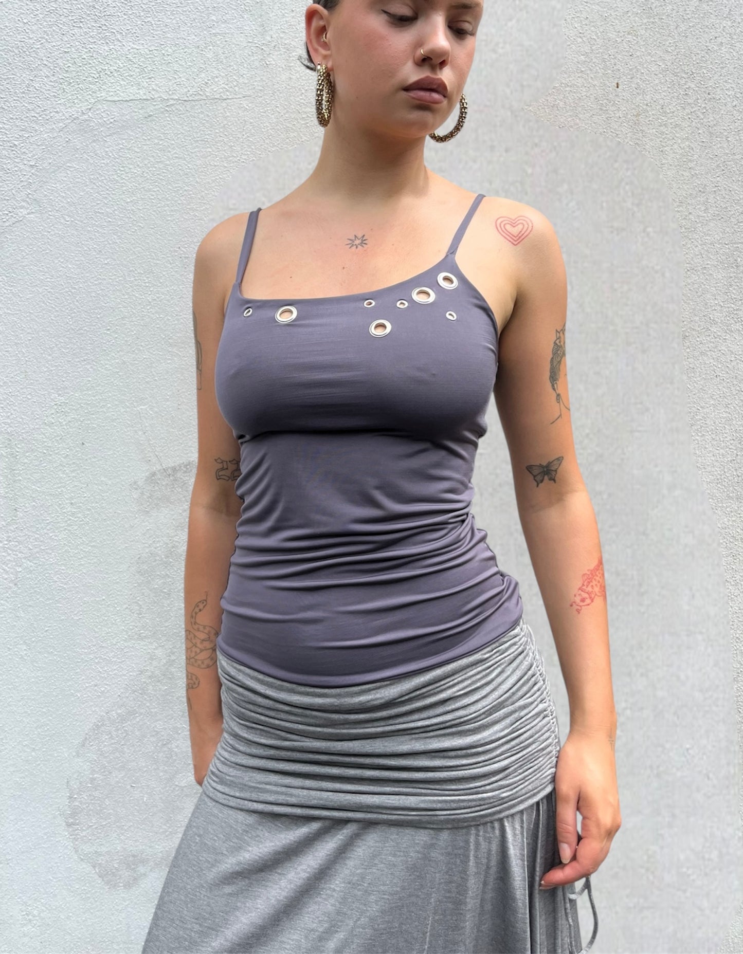 eyelet cami in slate