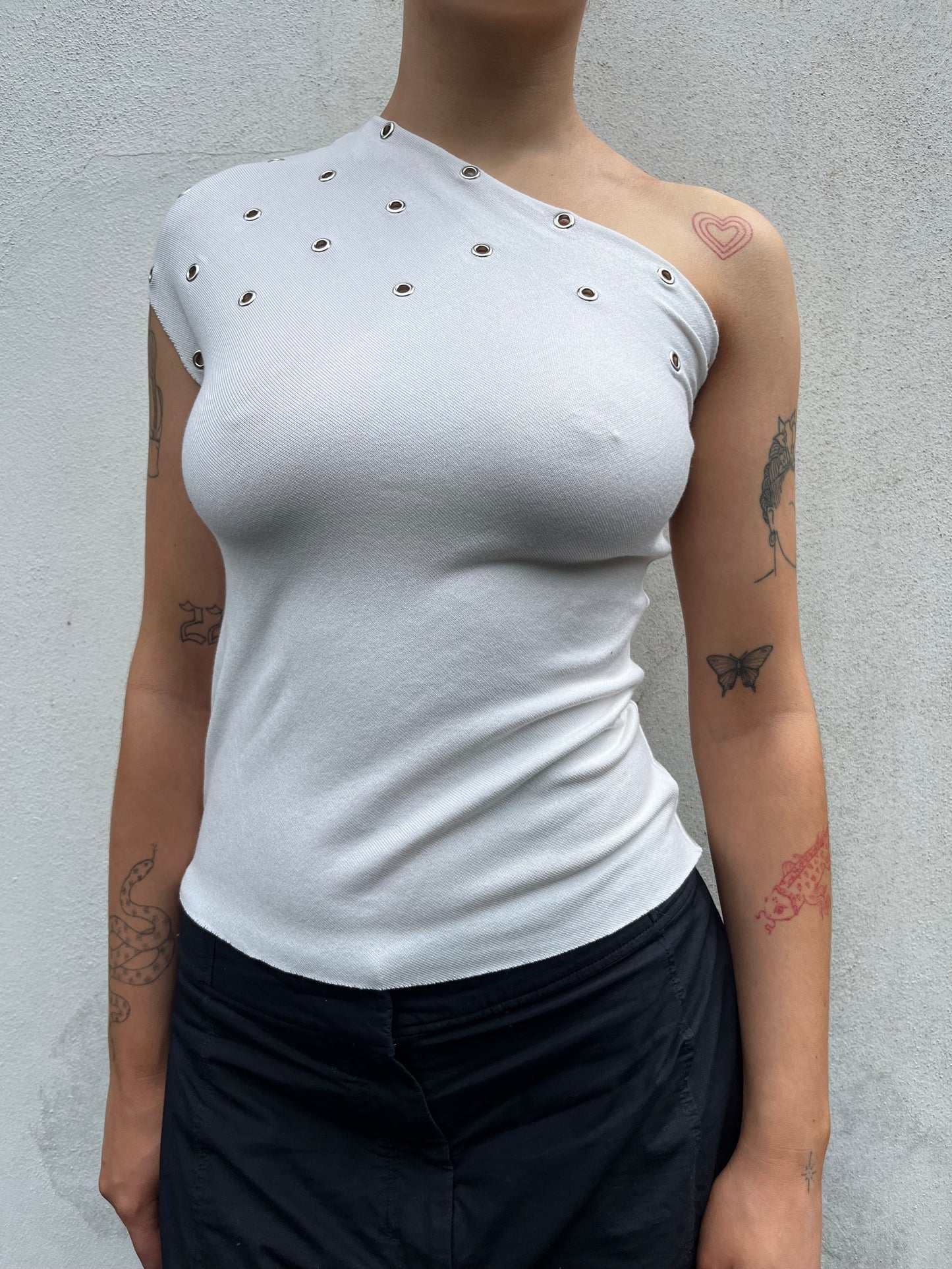 white eyelet top