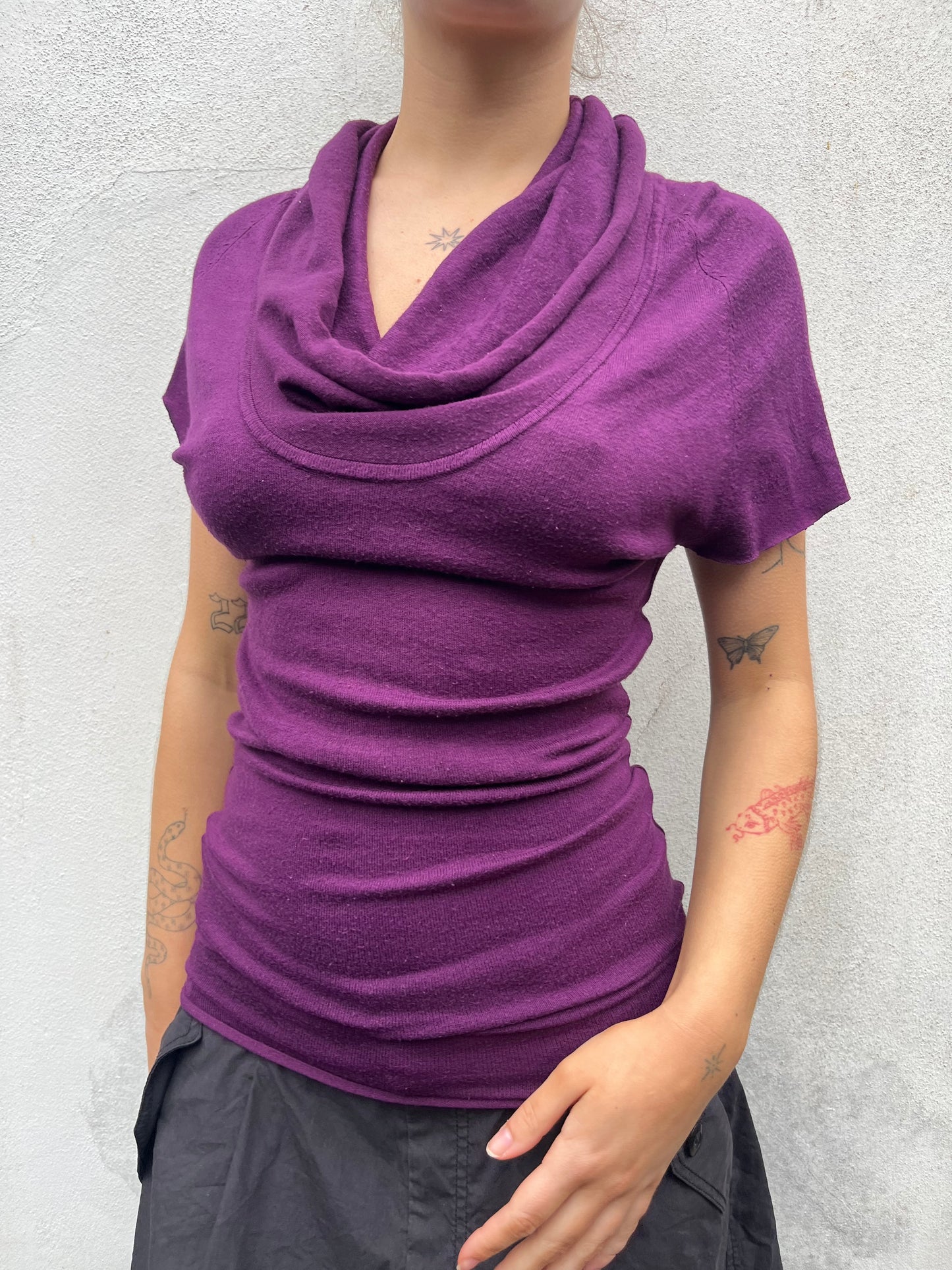 plum slouchy knit top
