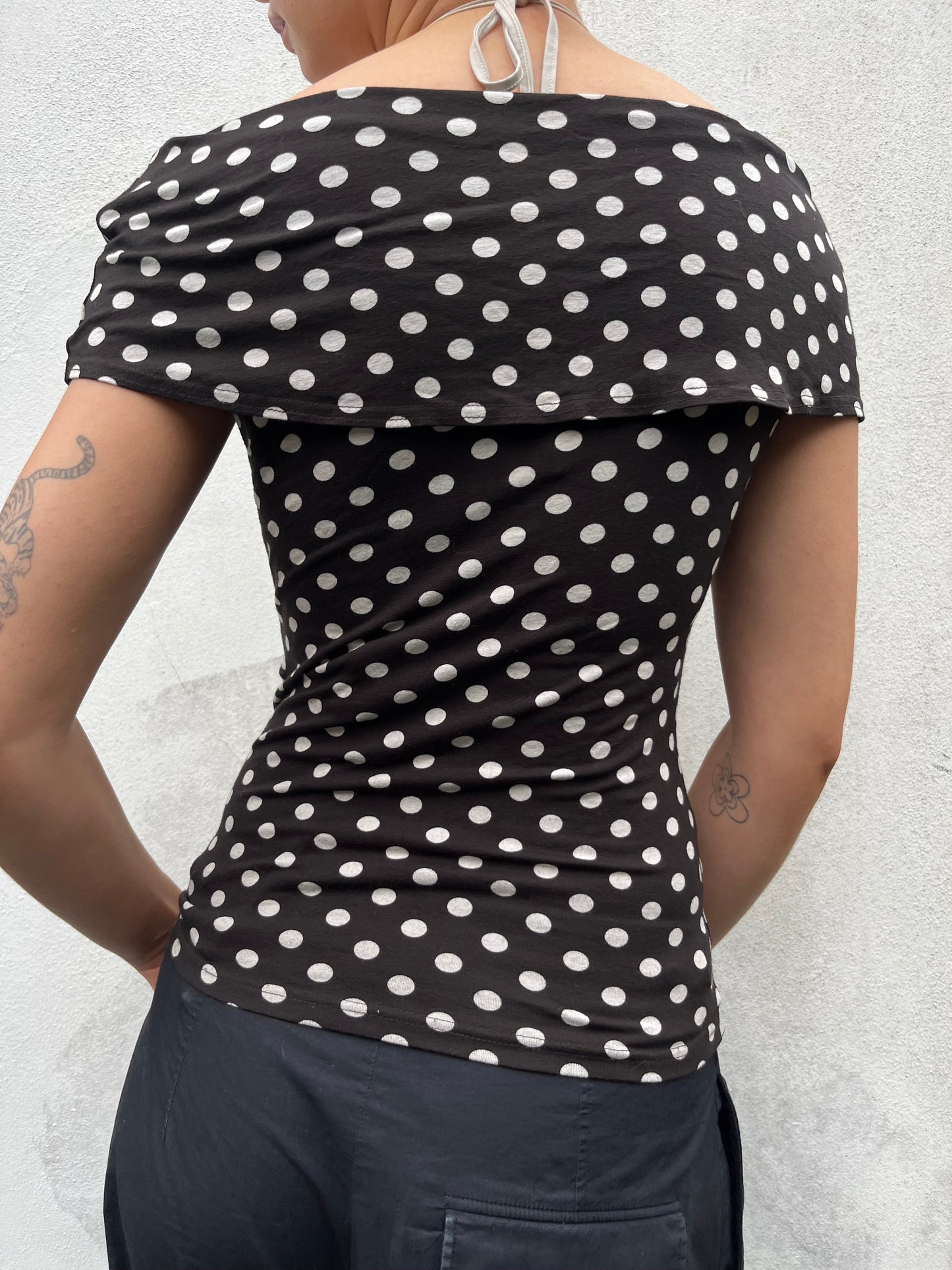 off the shoulder polka dot top