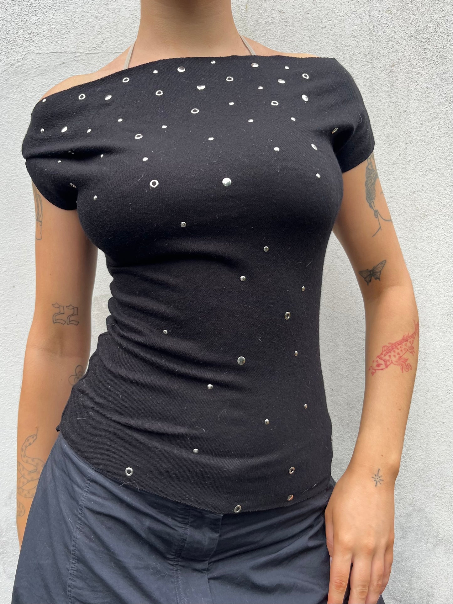 black eyelet top