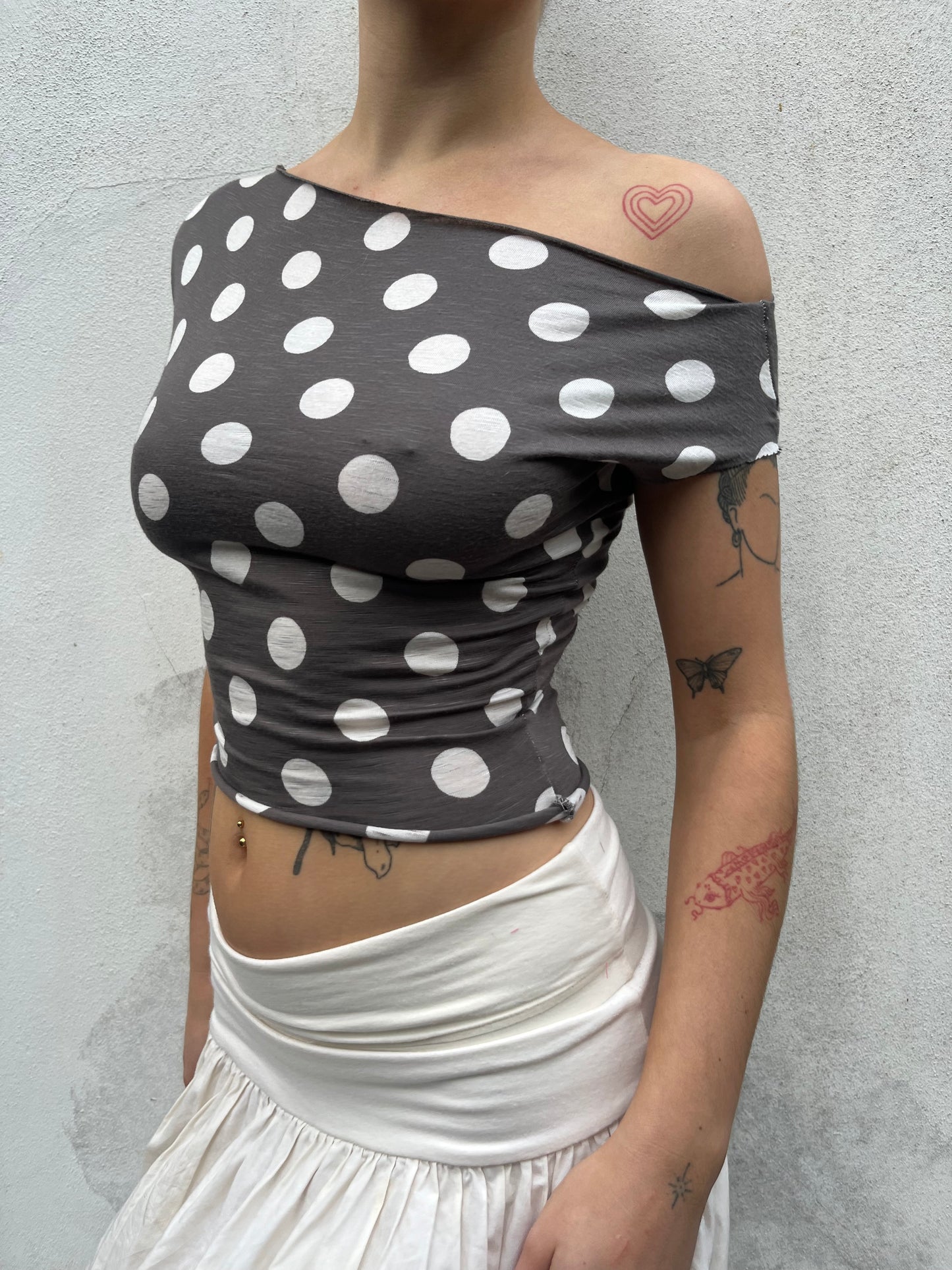 brown polka top