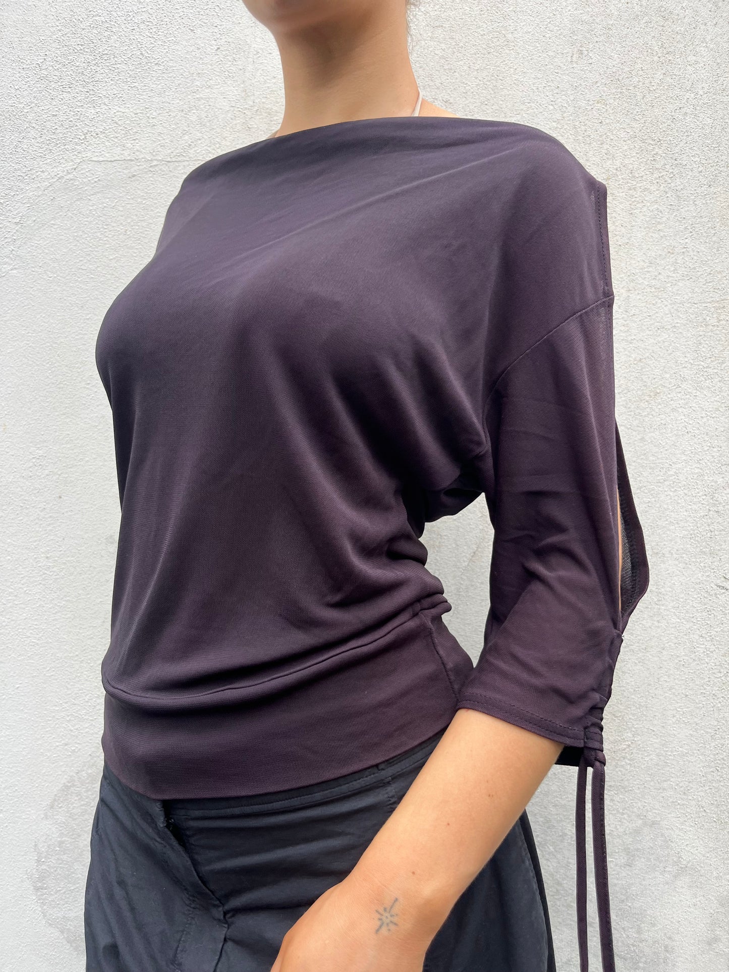aubergine batwing top