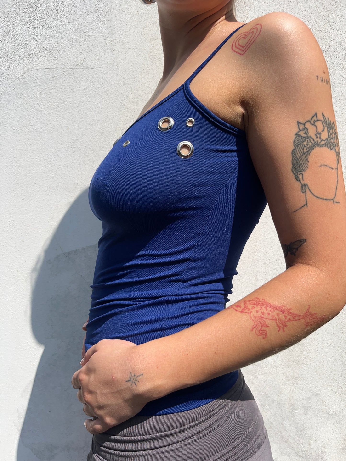 navy eyelet cami