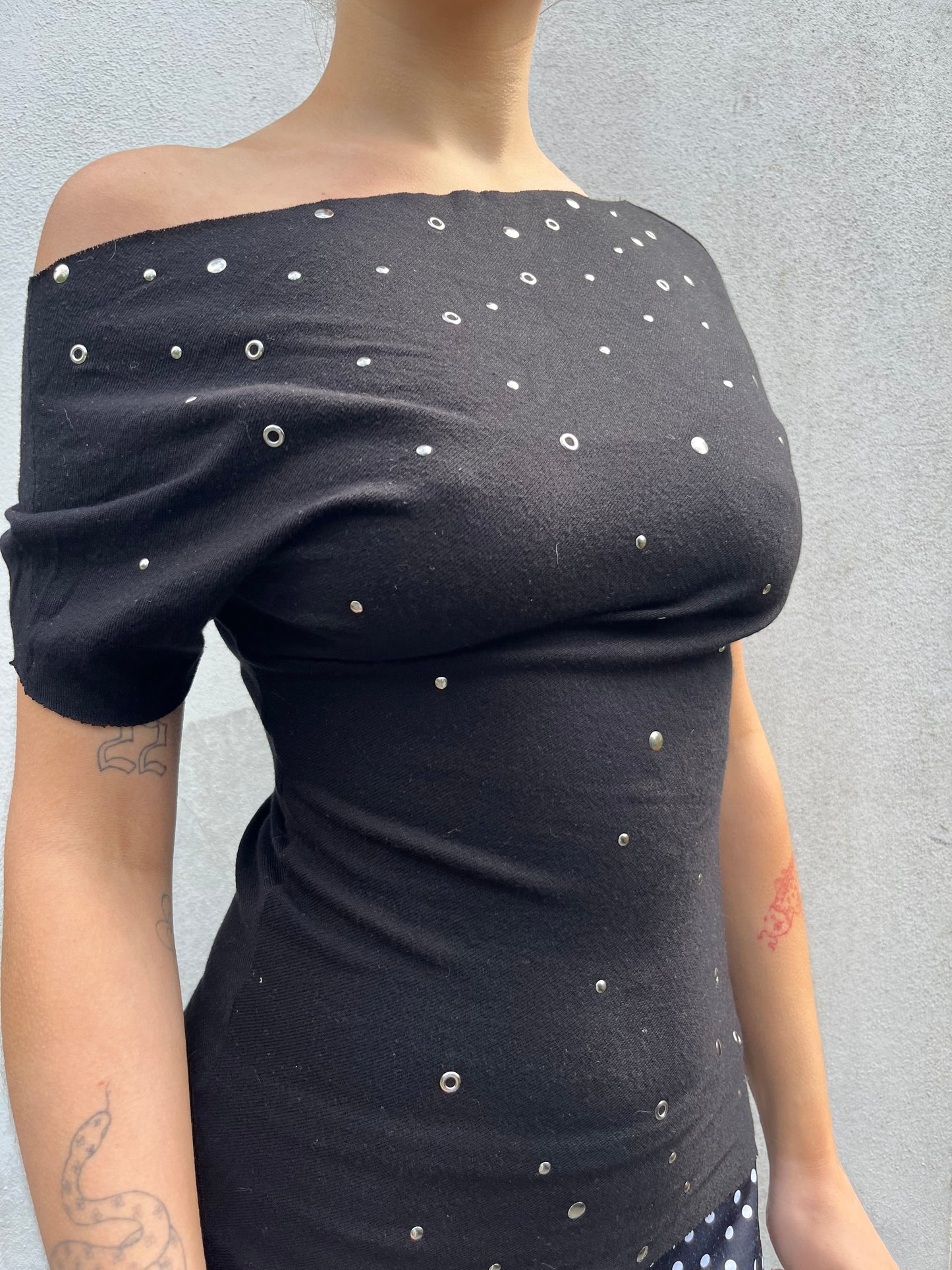 black eyelet top