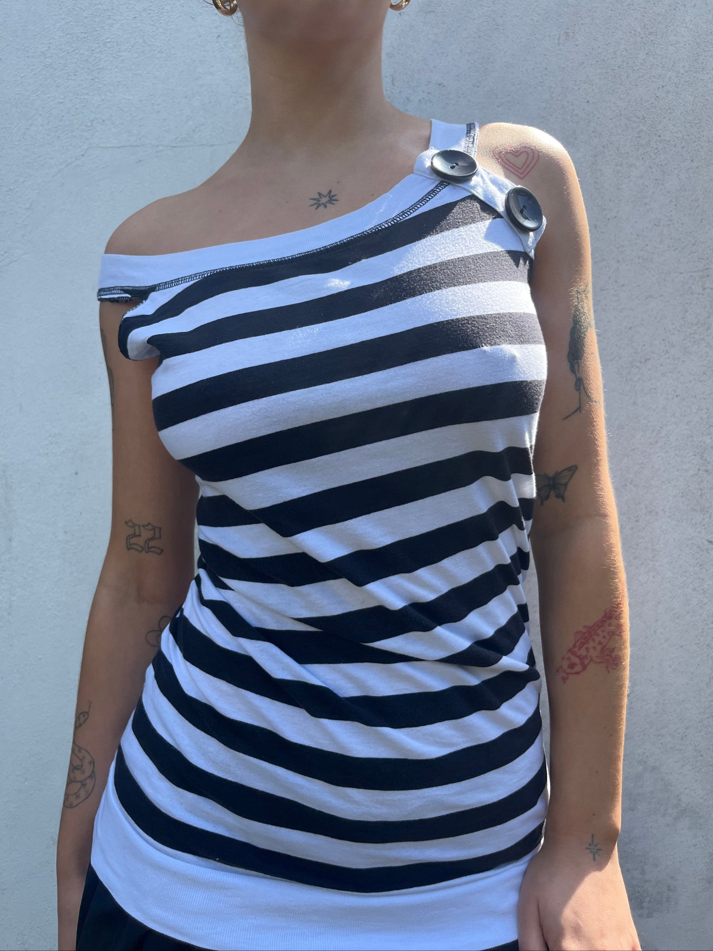 stripy button top