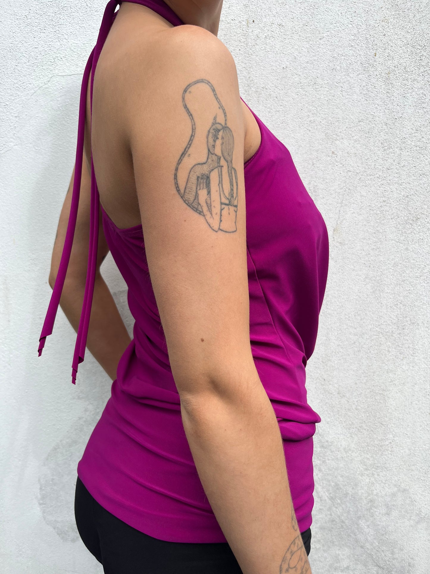 magenta halter neck top