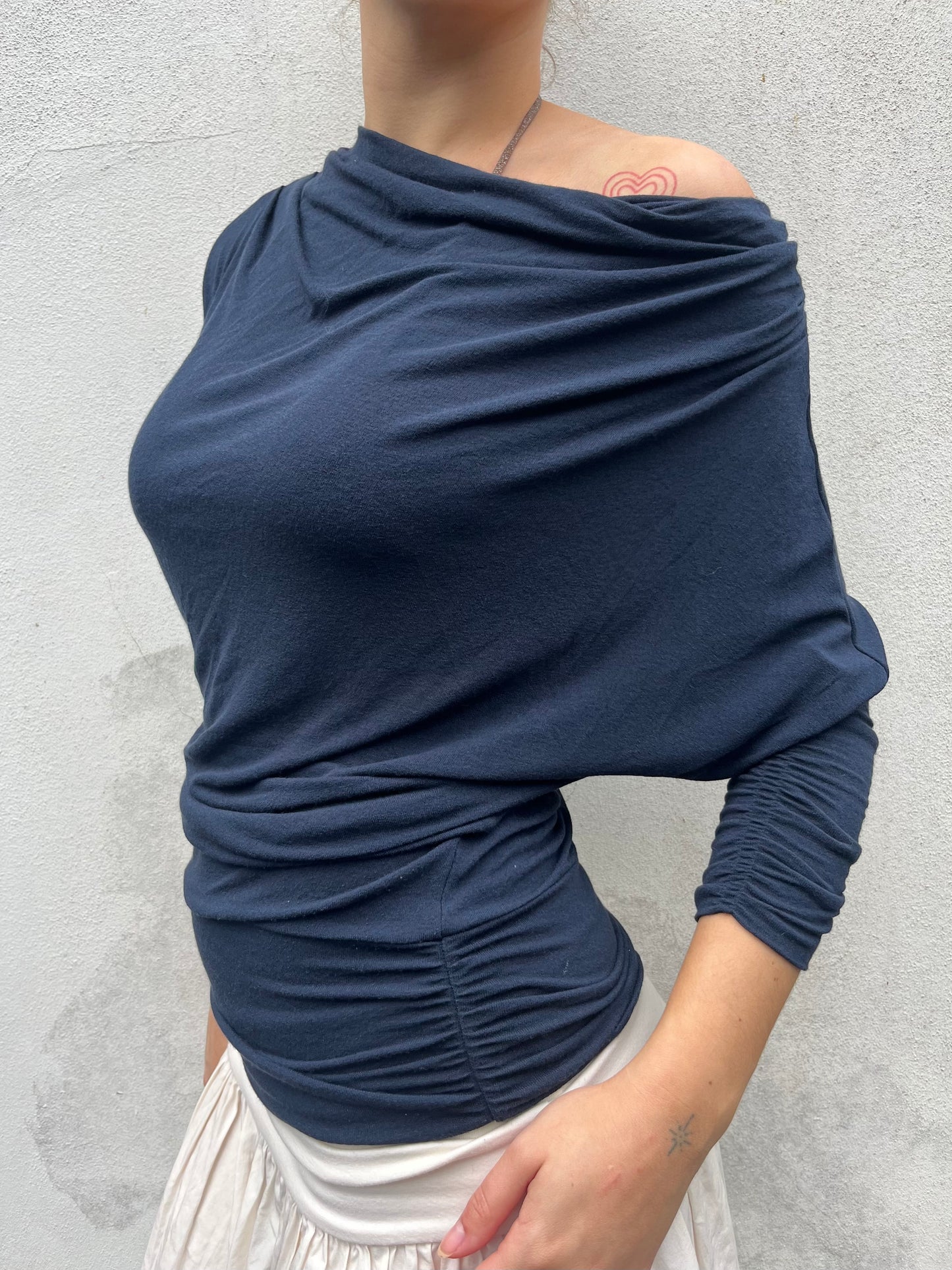 navy batwing knit