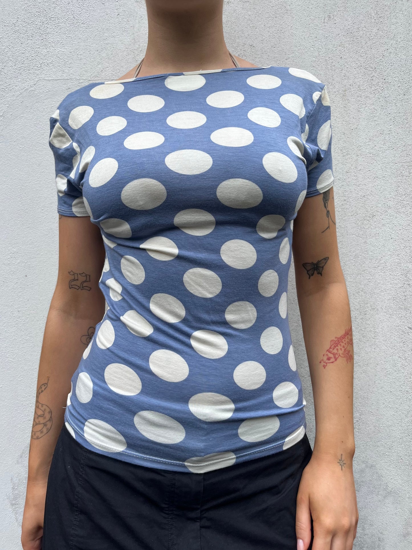 blue polka top