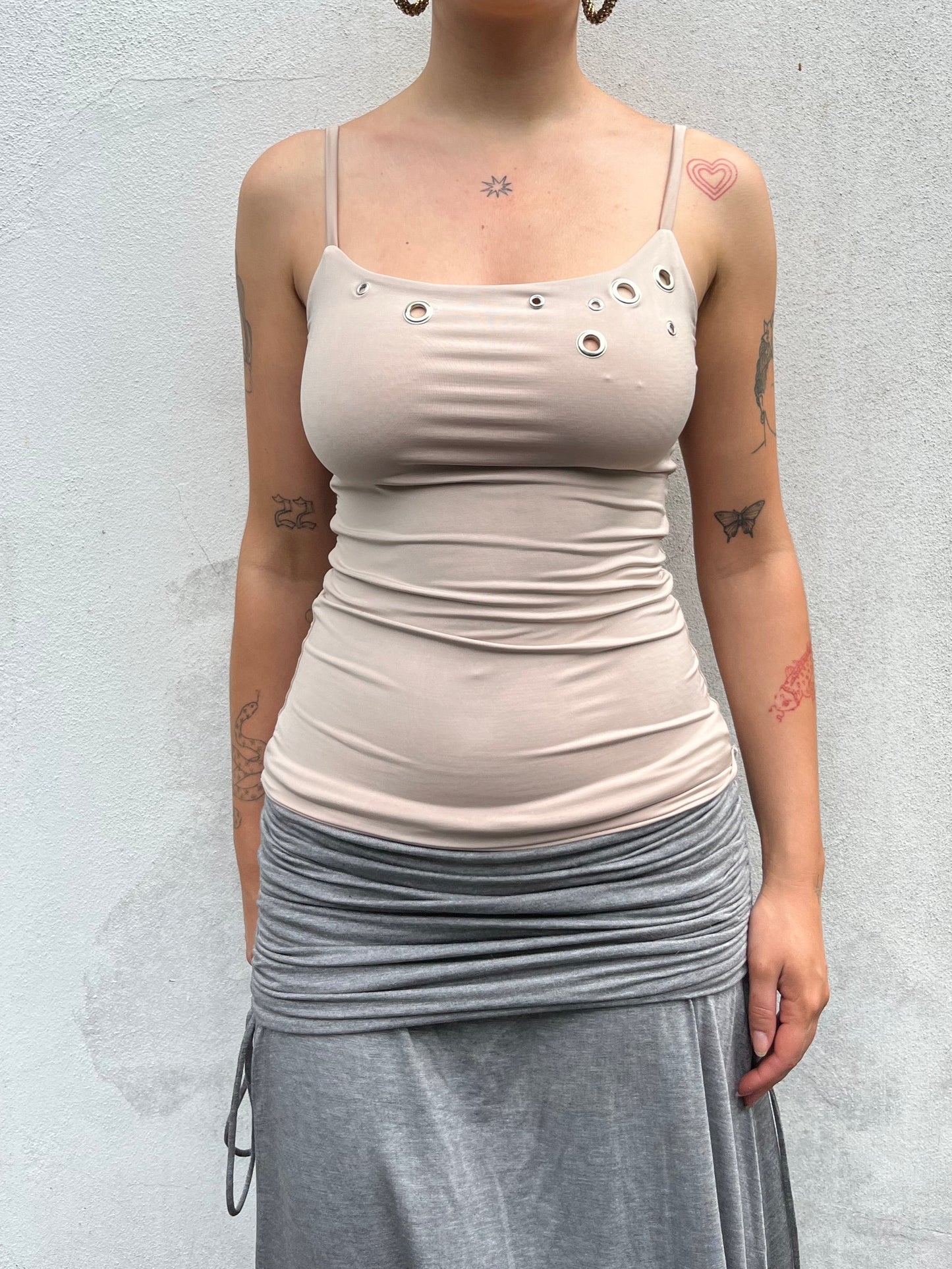 eyelet cami in sand