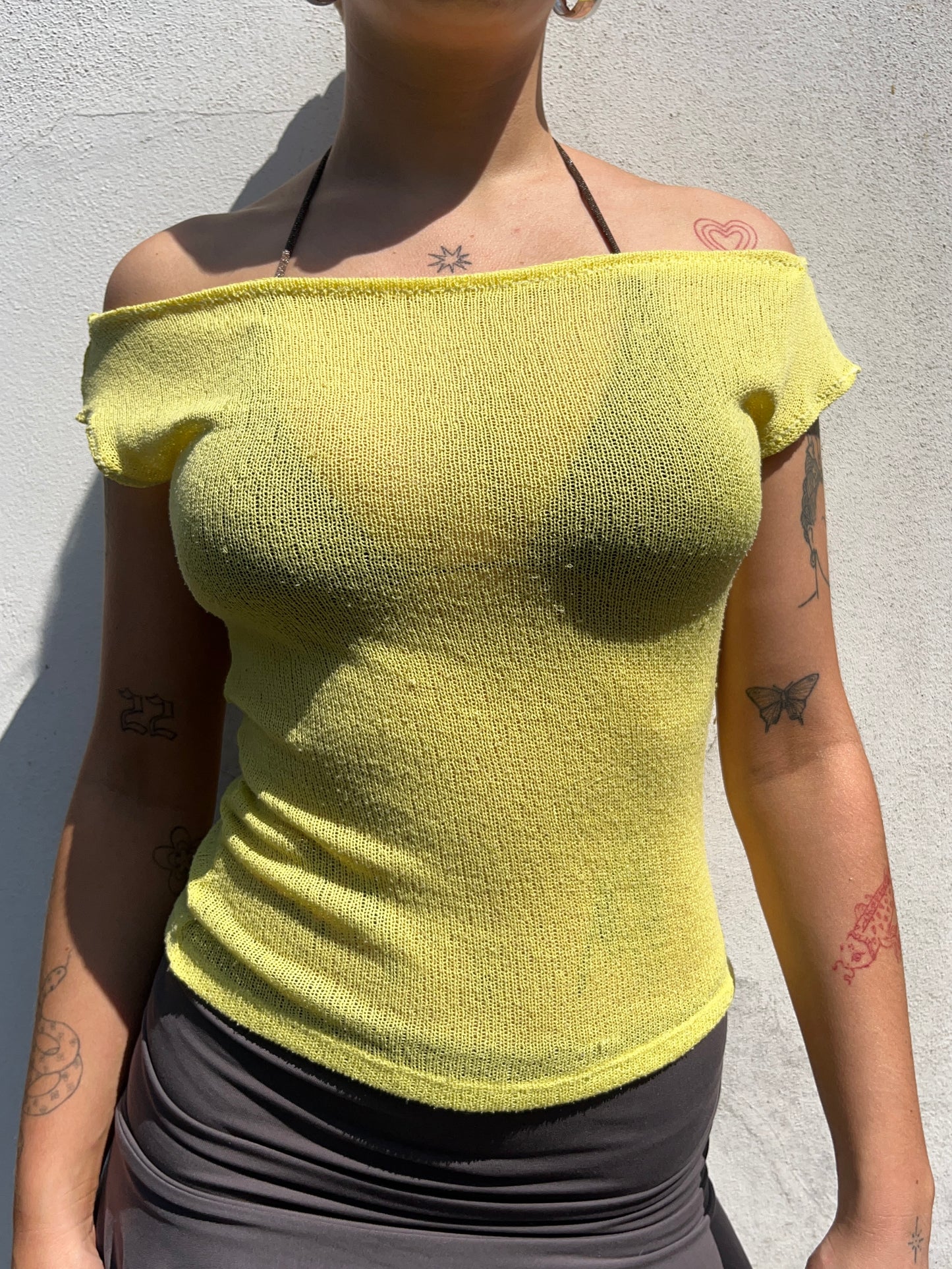 yellow knit top
