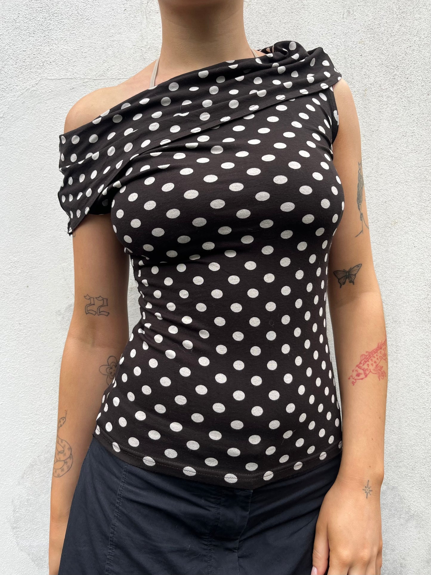 off the shoulder polka dot top