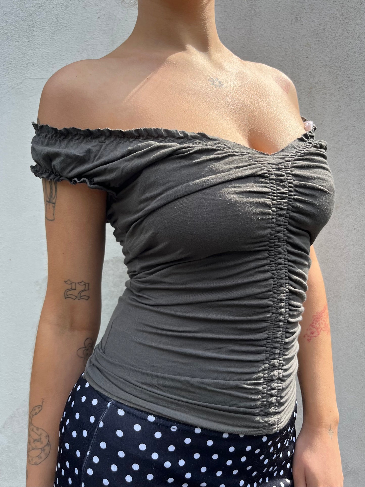 olive ruched top