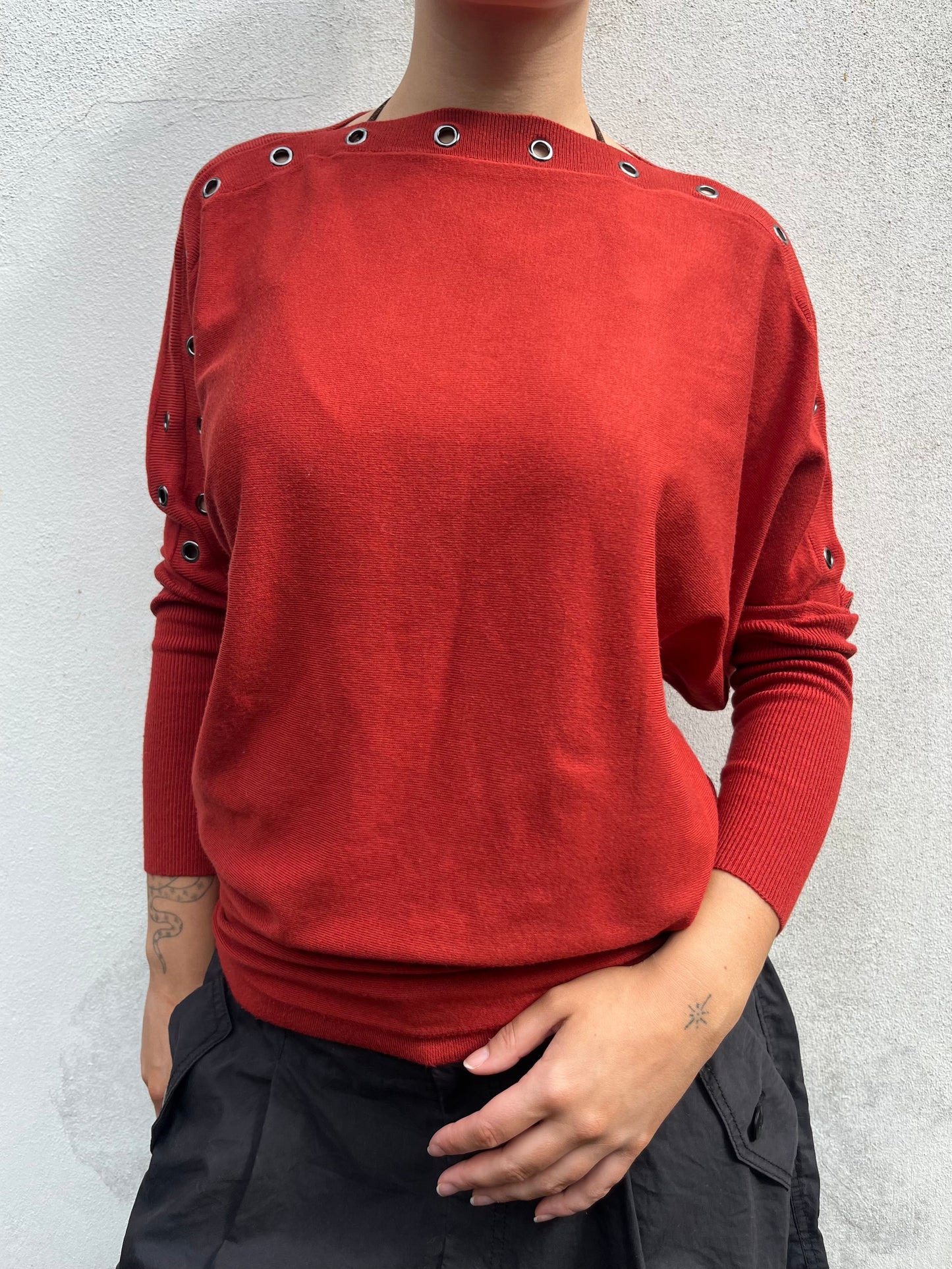 orange / red batwing knit