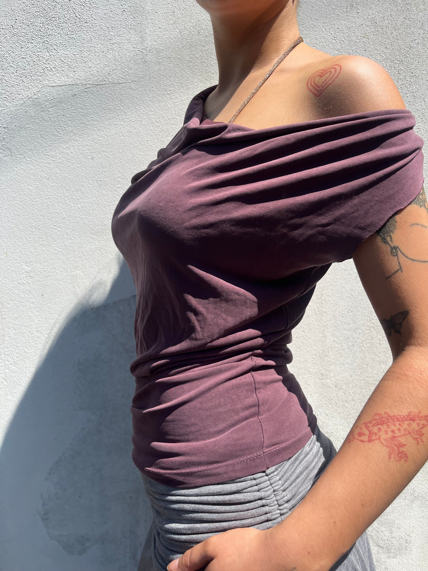 aubergine slouchy top