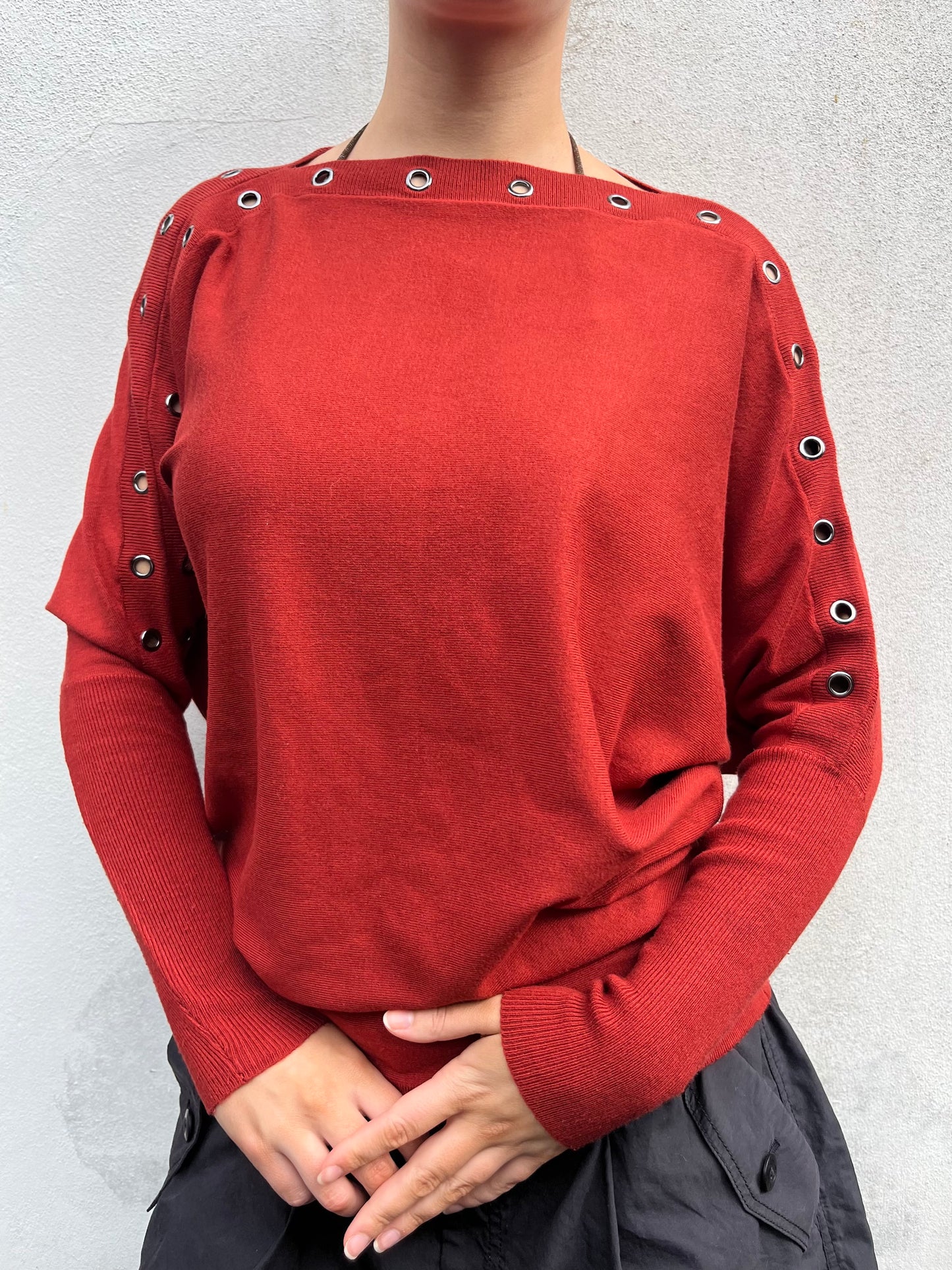 orange / red batwing knit