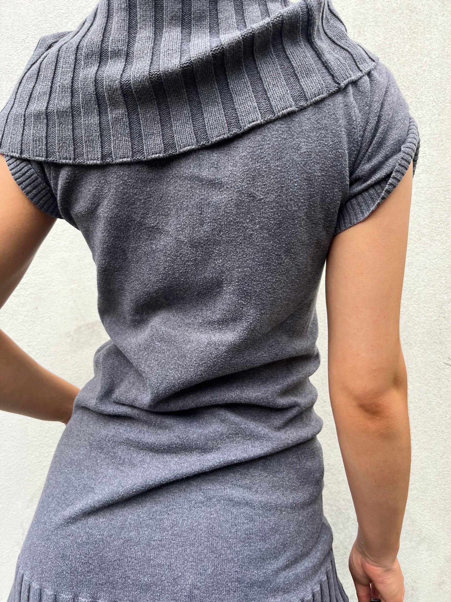 blue knit top
