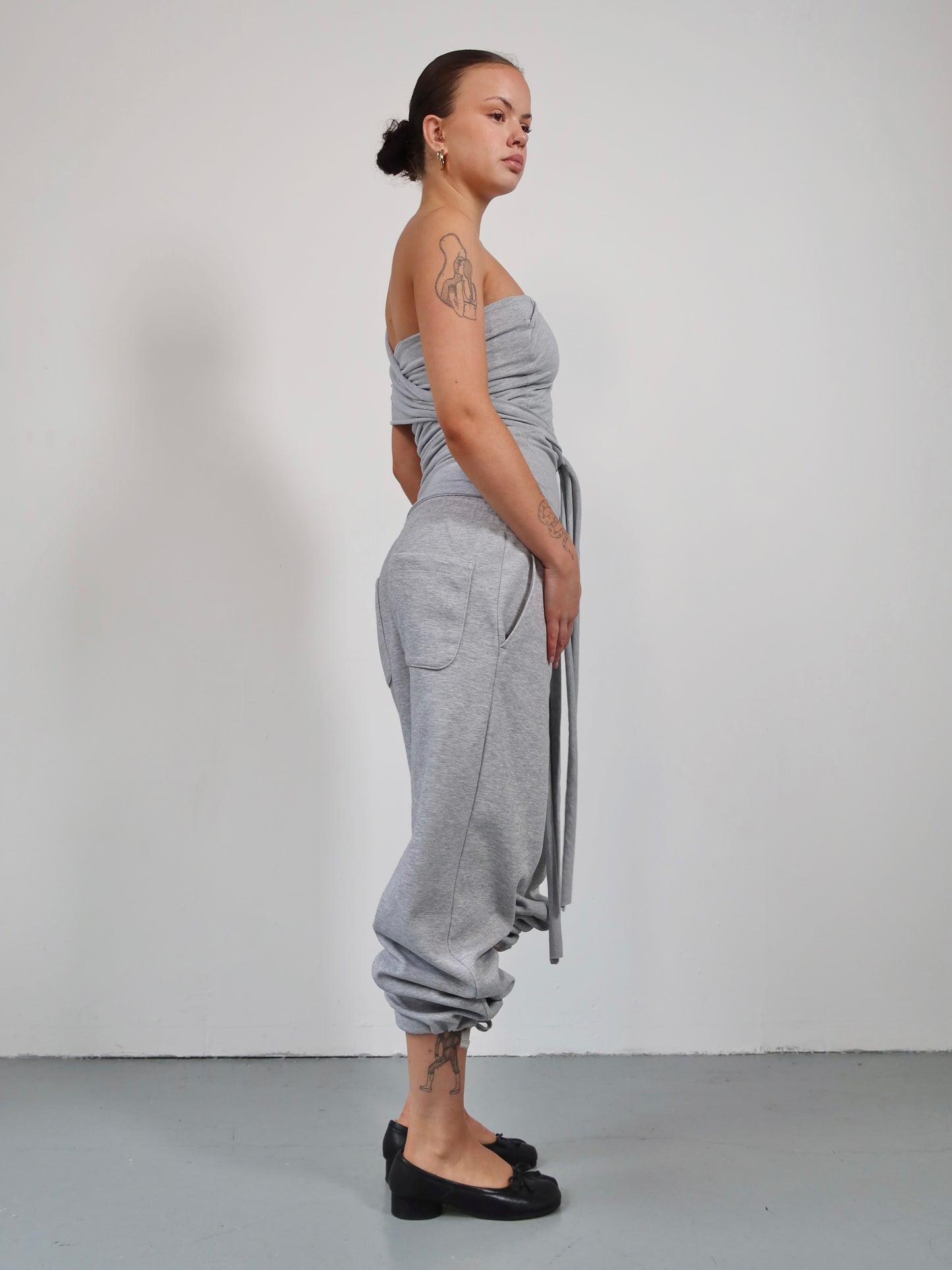 wrap top in marl grey