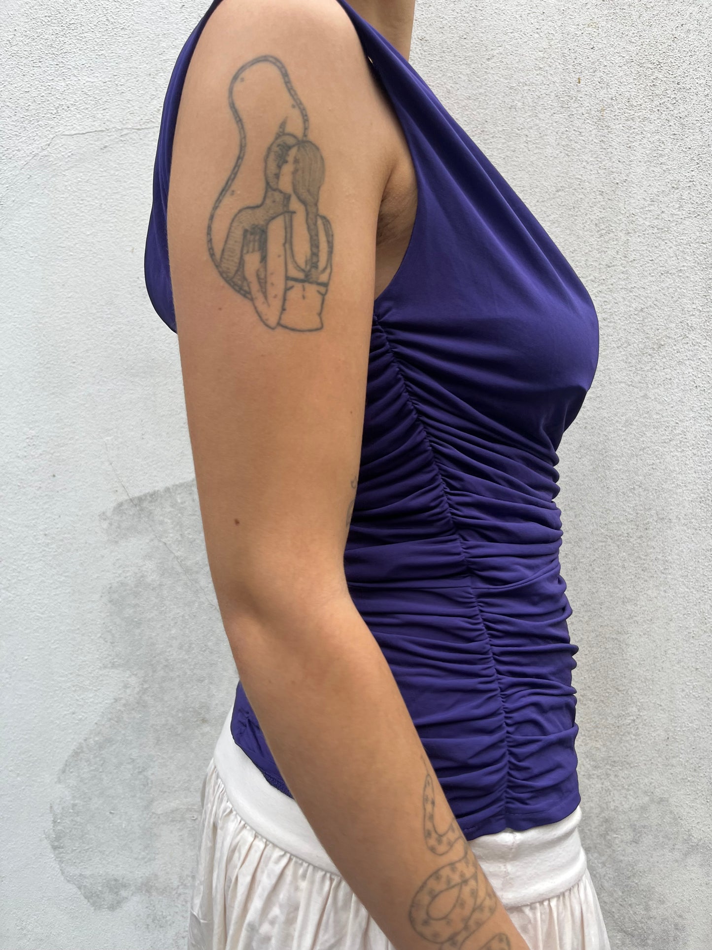 purple cowl neck top