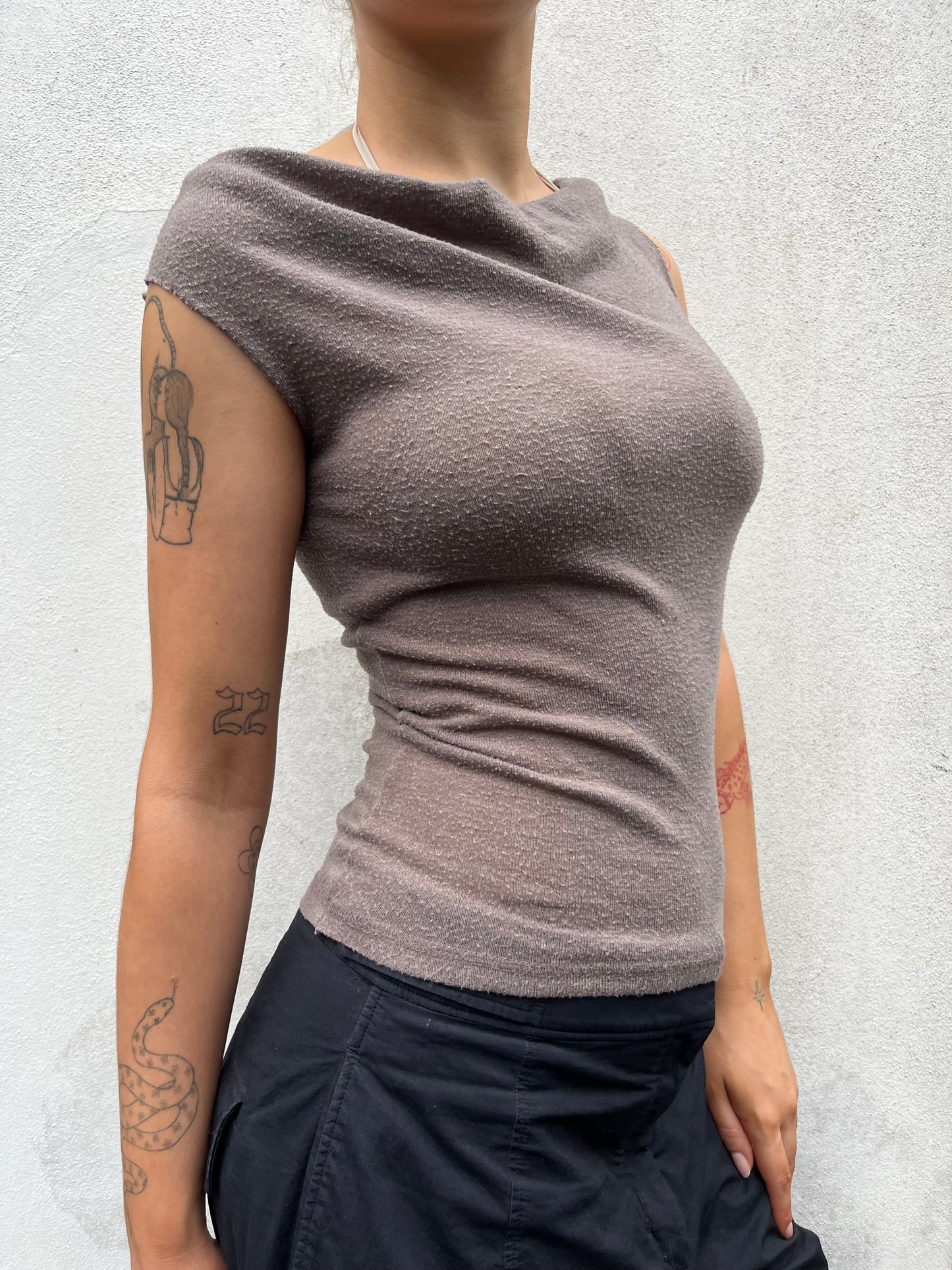 brown knit top