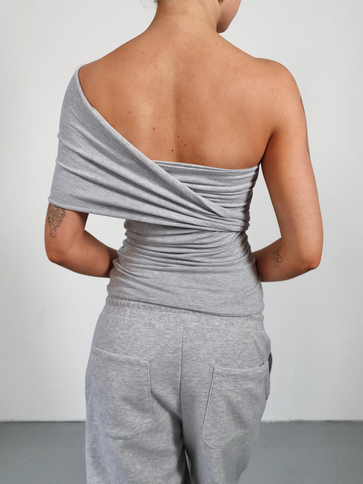 wrap top in marl grey