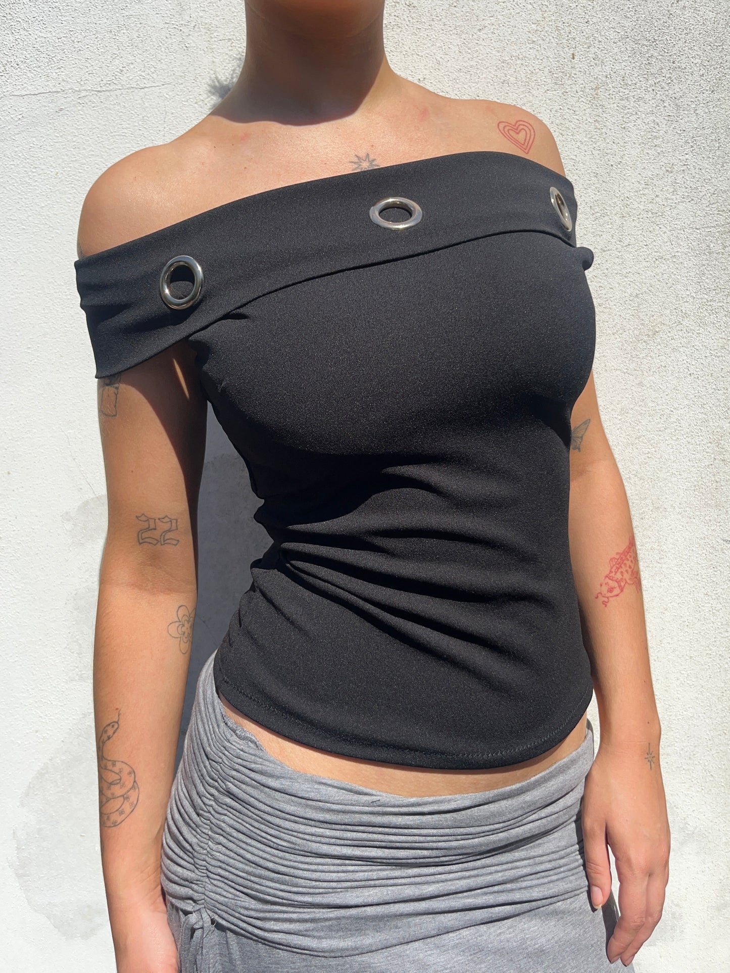 black eyelet top