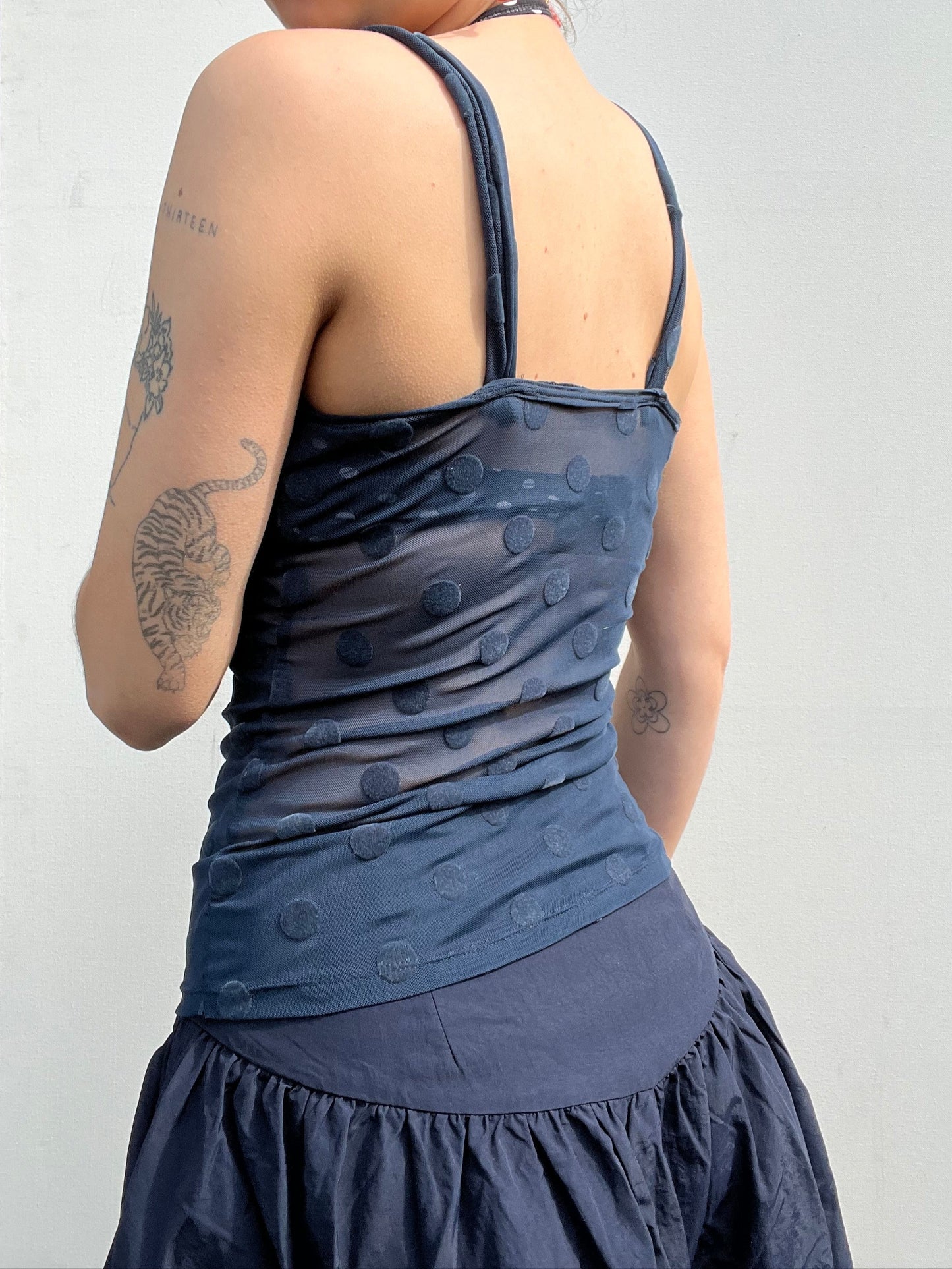 blue polka dot cami