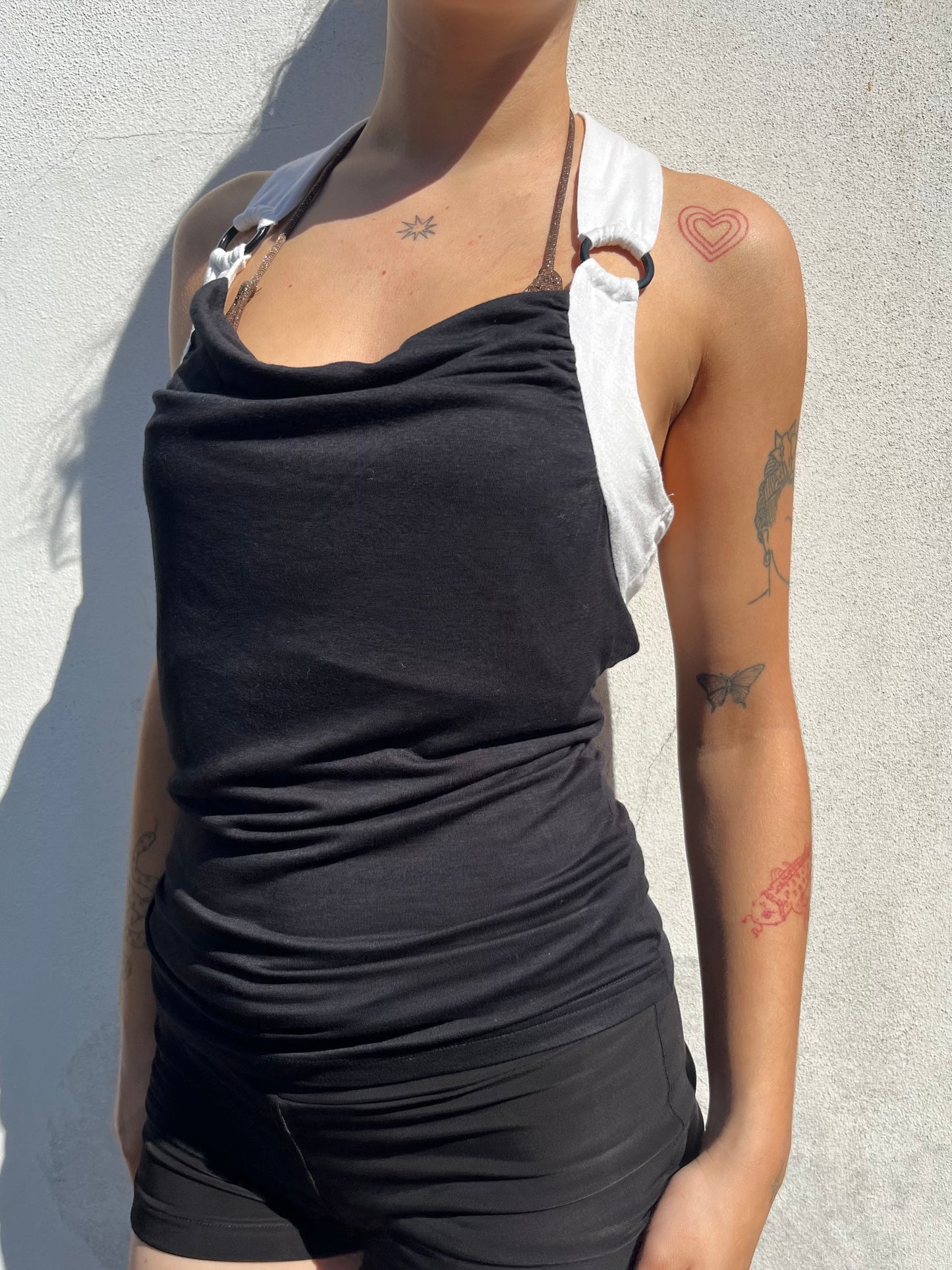 black and white halter neck top